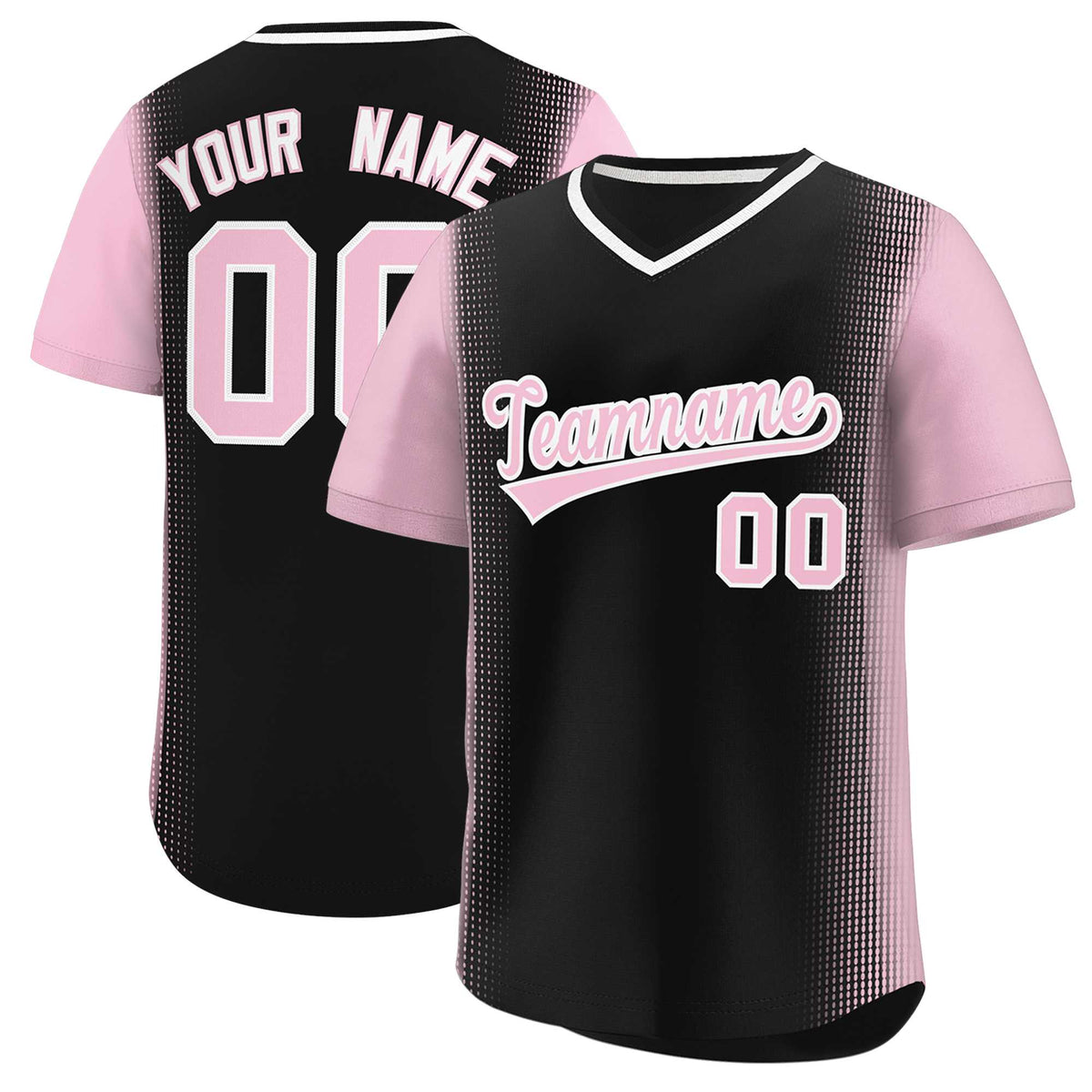 Custom Black Light Pink Personalized Raglan Sleeves Authentic Baseball Jersey | KXKSHOP