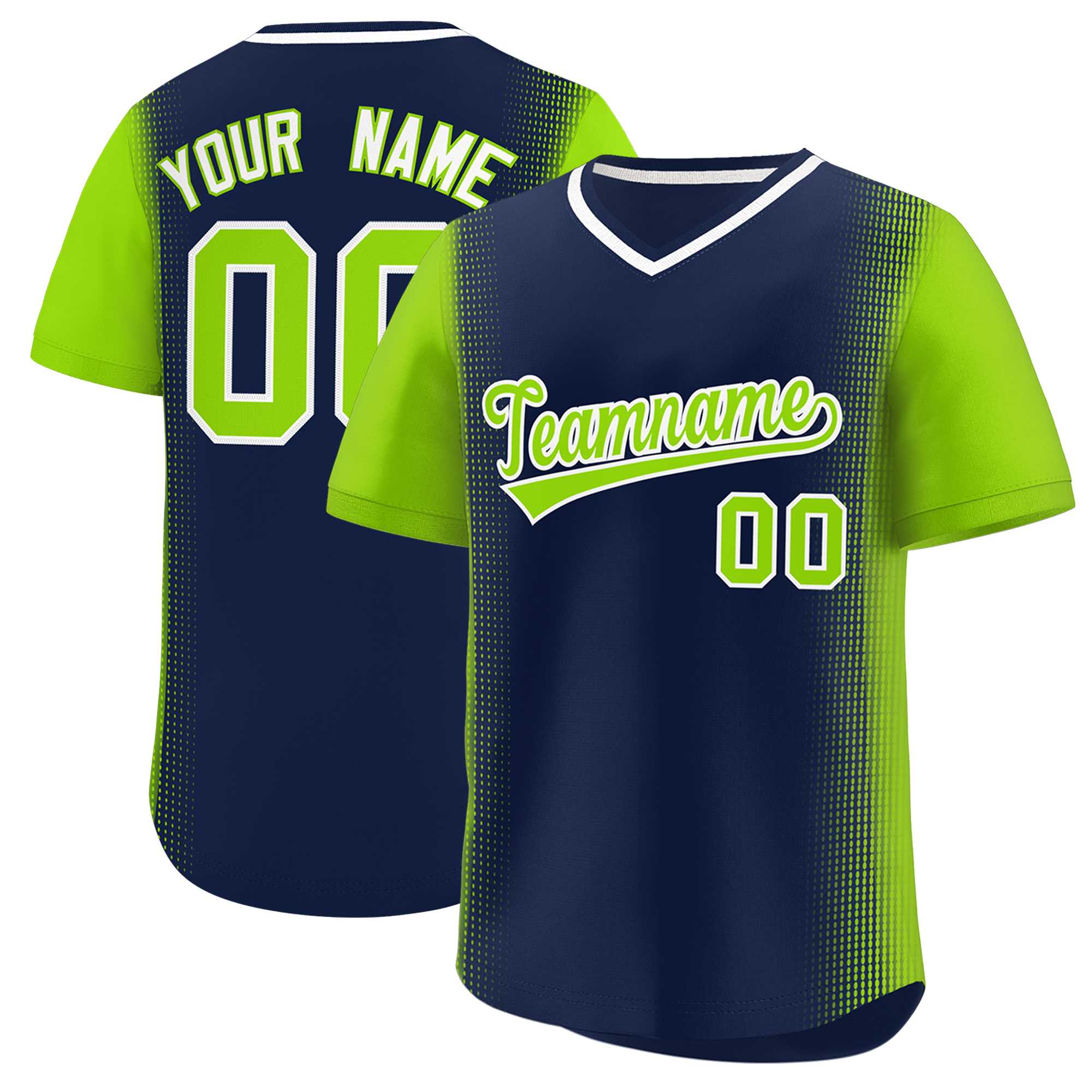 Custom Navy Neon Green Personalized Raglan Sleeves Authentic Baseball Jersey | KXKSHOP