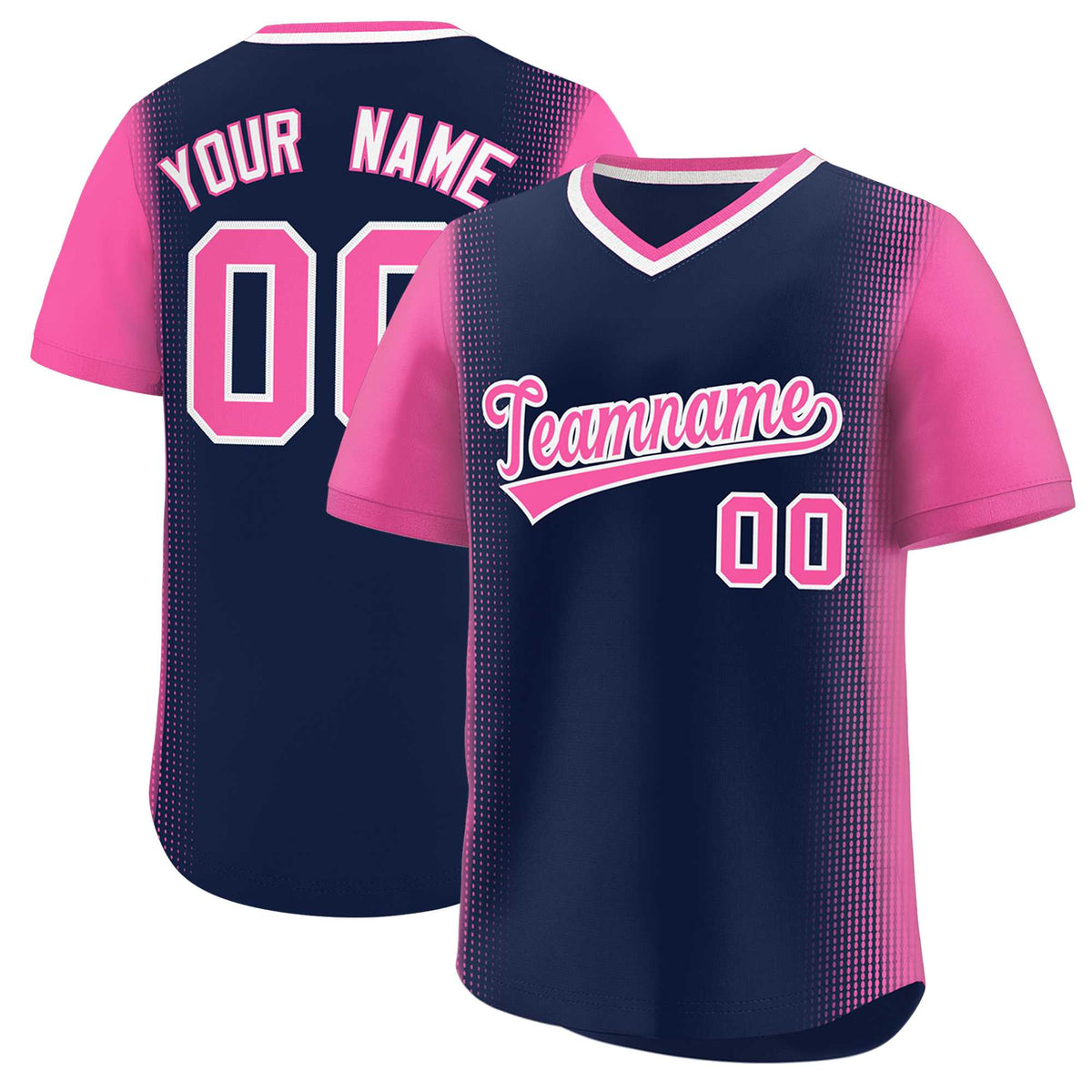 Custom Navy Pink Personalized Raglan Sleeves Authentic Baseball Jersey | KXKSHOP