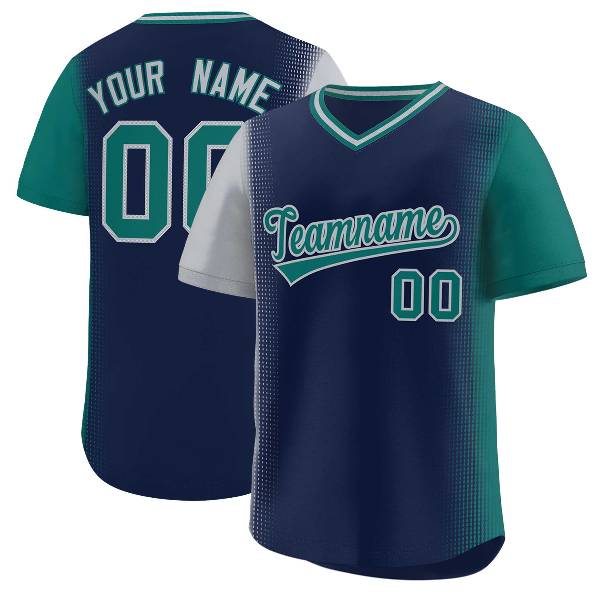 Custom Navy Gray-Aqua Personalized Raglan Sleeves Authentic Baseball Jersey | KXKSHOP