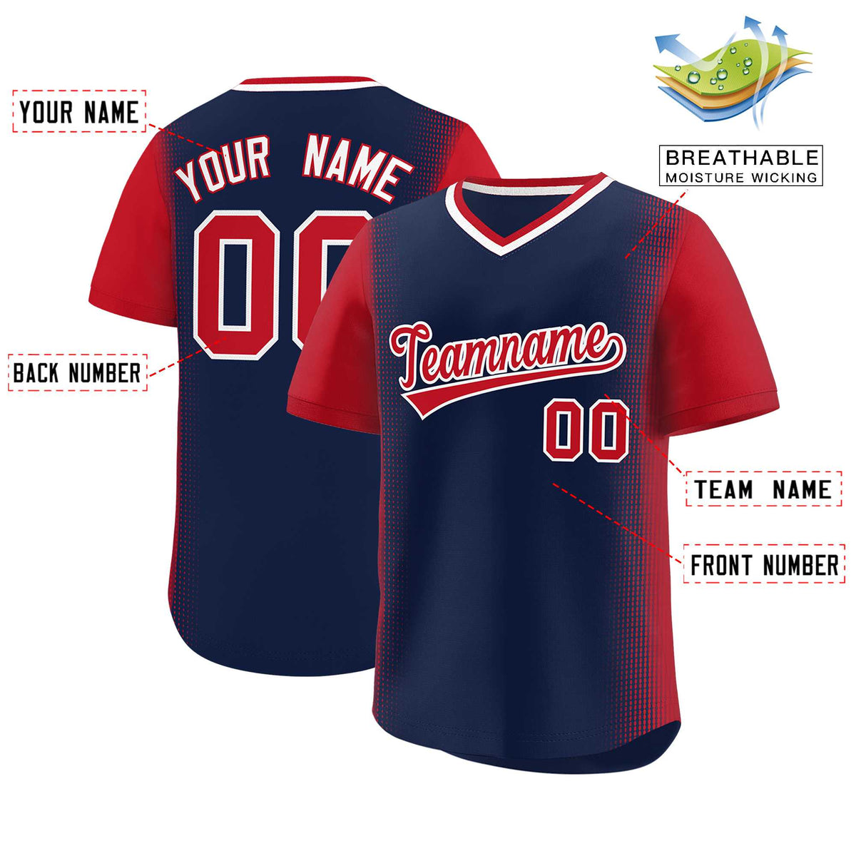 Custom Navy Red Personalized Raglan Sleeves Authentic Baseball Jersey | KXKSHOP
