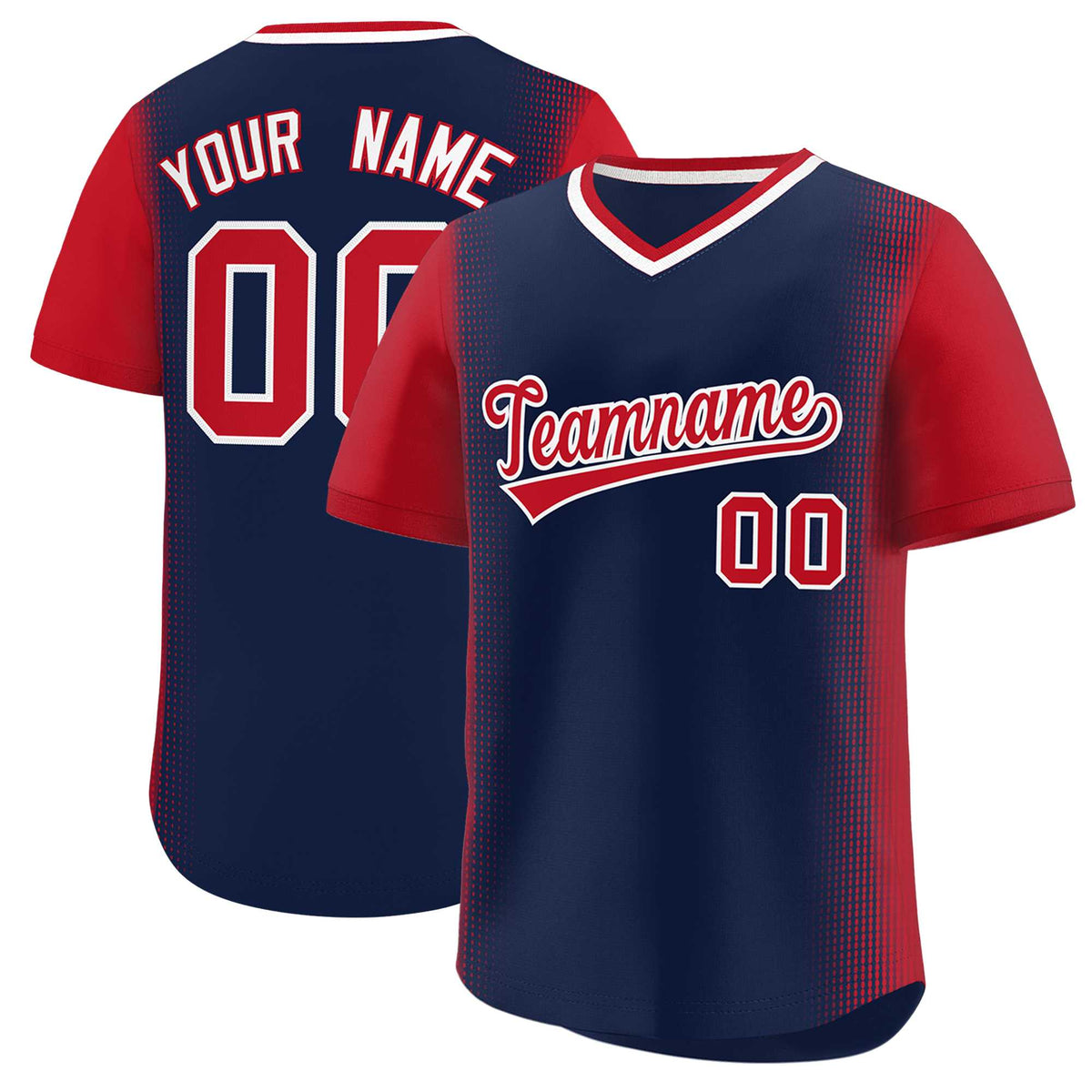 Custom Navy Red Personalized Raglan Sleeves Authentic Baseball Jersey | KXKSHOP