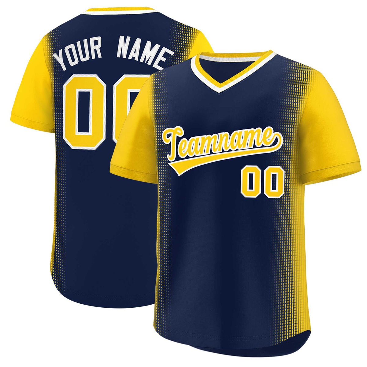 Custom Navy Gold Personalized Raglan Sleeves Authentic Baseball Jersey | KXKSHOP