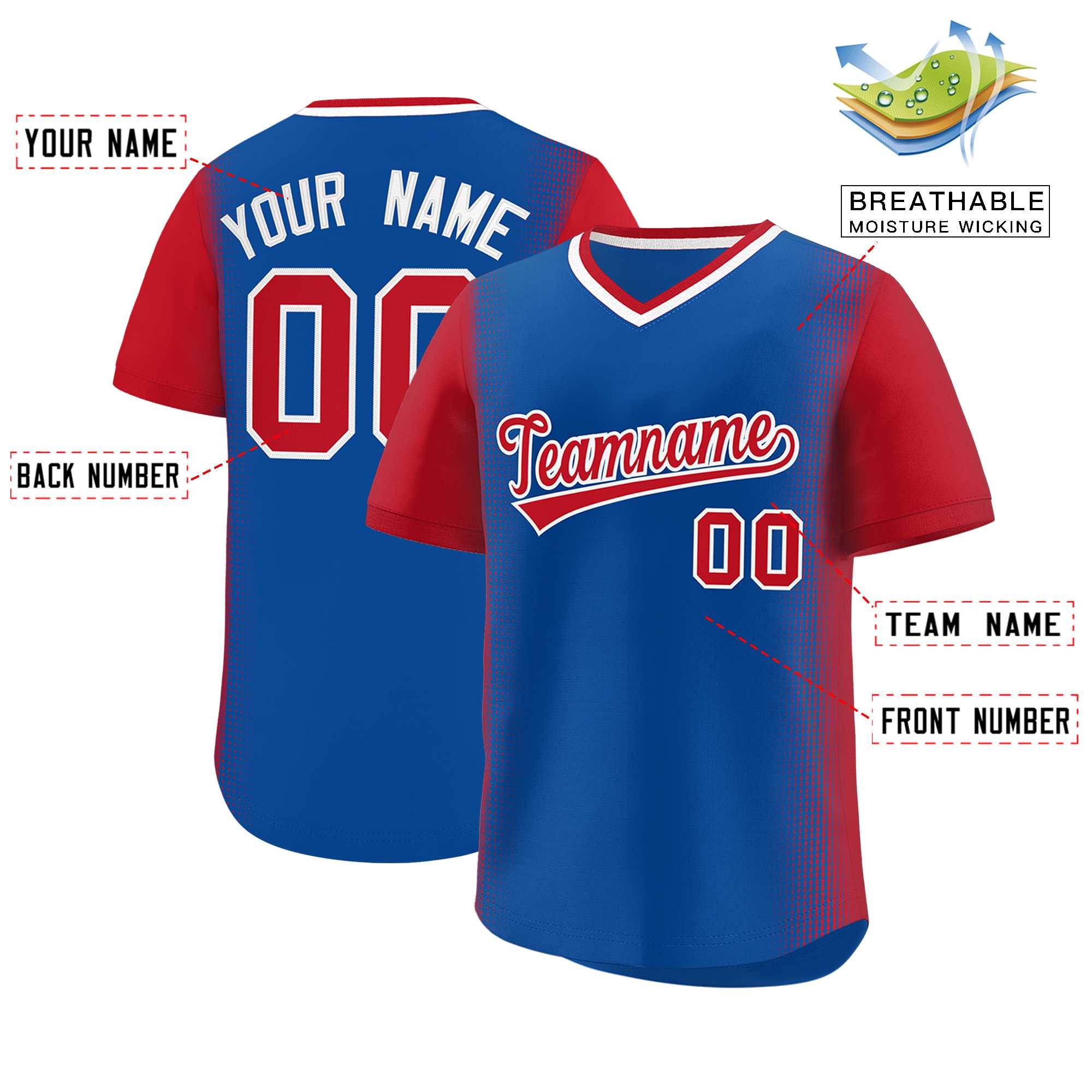 Custom Royal Red Personalized Raglan Sleeves Authentic Baseball Jersey | KXKSHOP