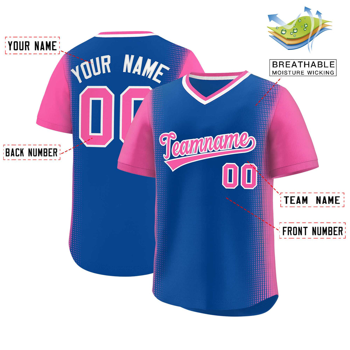 Custom Royal Pink Personalized Raglan Sleeves Authentic Baseball Jersey | KXKSHOP