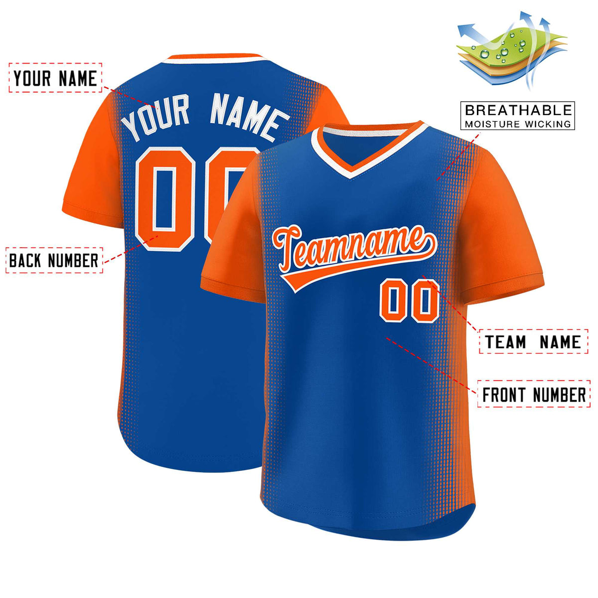 Custom Royal Orange Personalized Raglan Sleeves Authentic Baseball Jersey | KXKSHOP