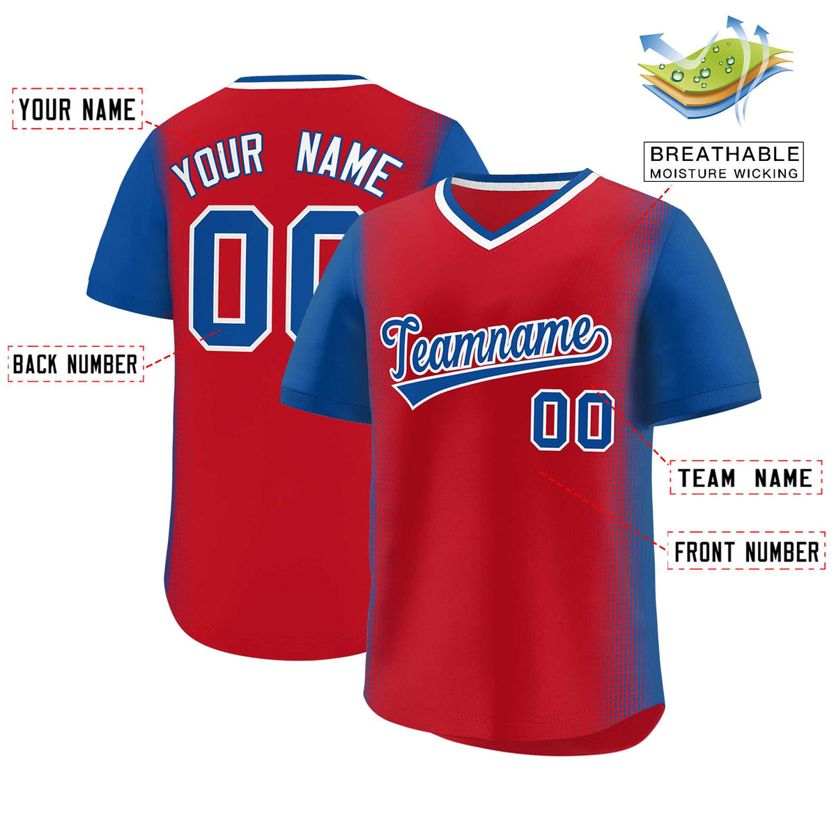 Custom Red Royal Personalized Raglan Sleeves Authentic Baseball Jersey | KXKSHOP