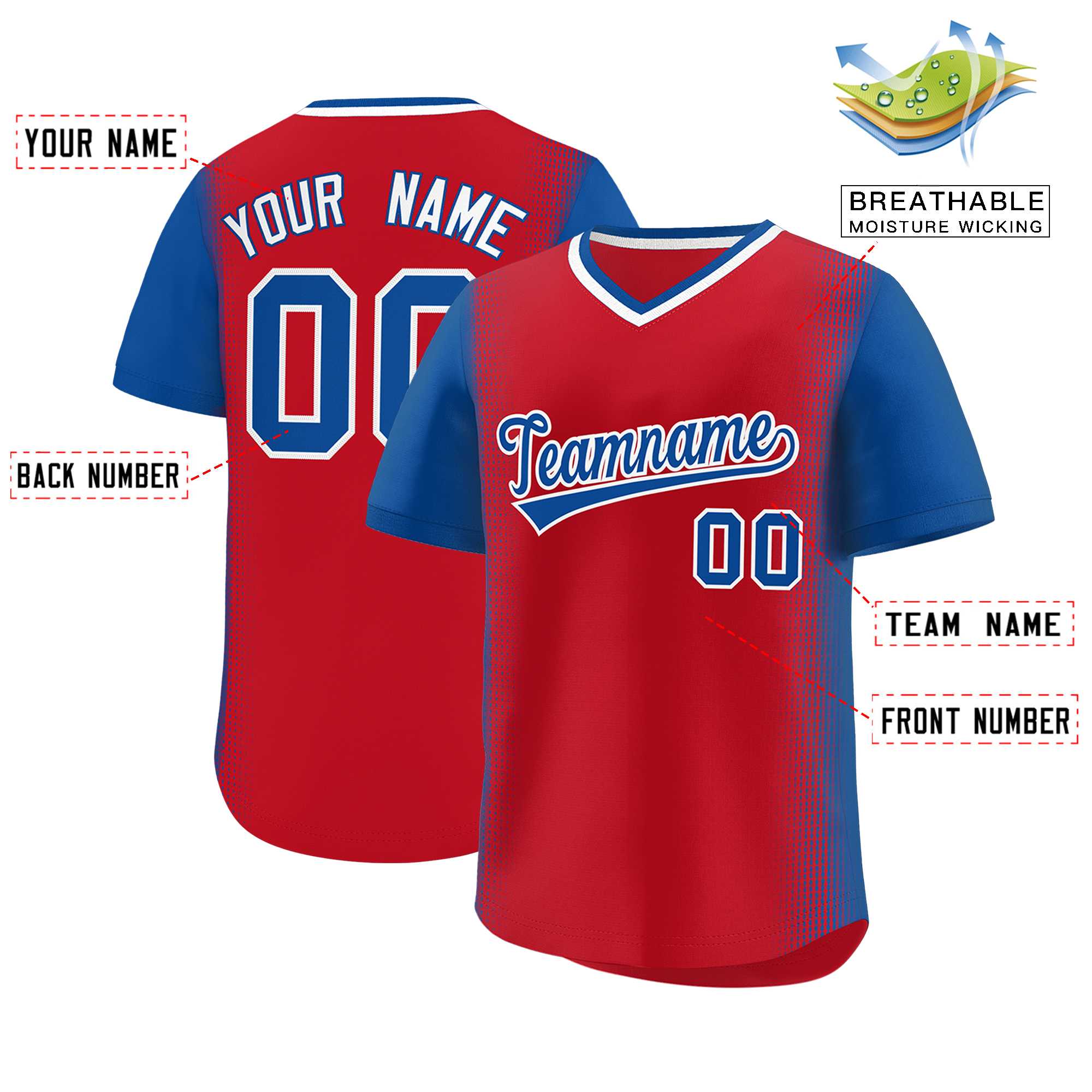 Custom Red Royal Personalized Raglan Sleeves Authentic Baseball Jersey | KXKSHOP