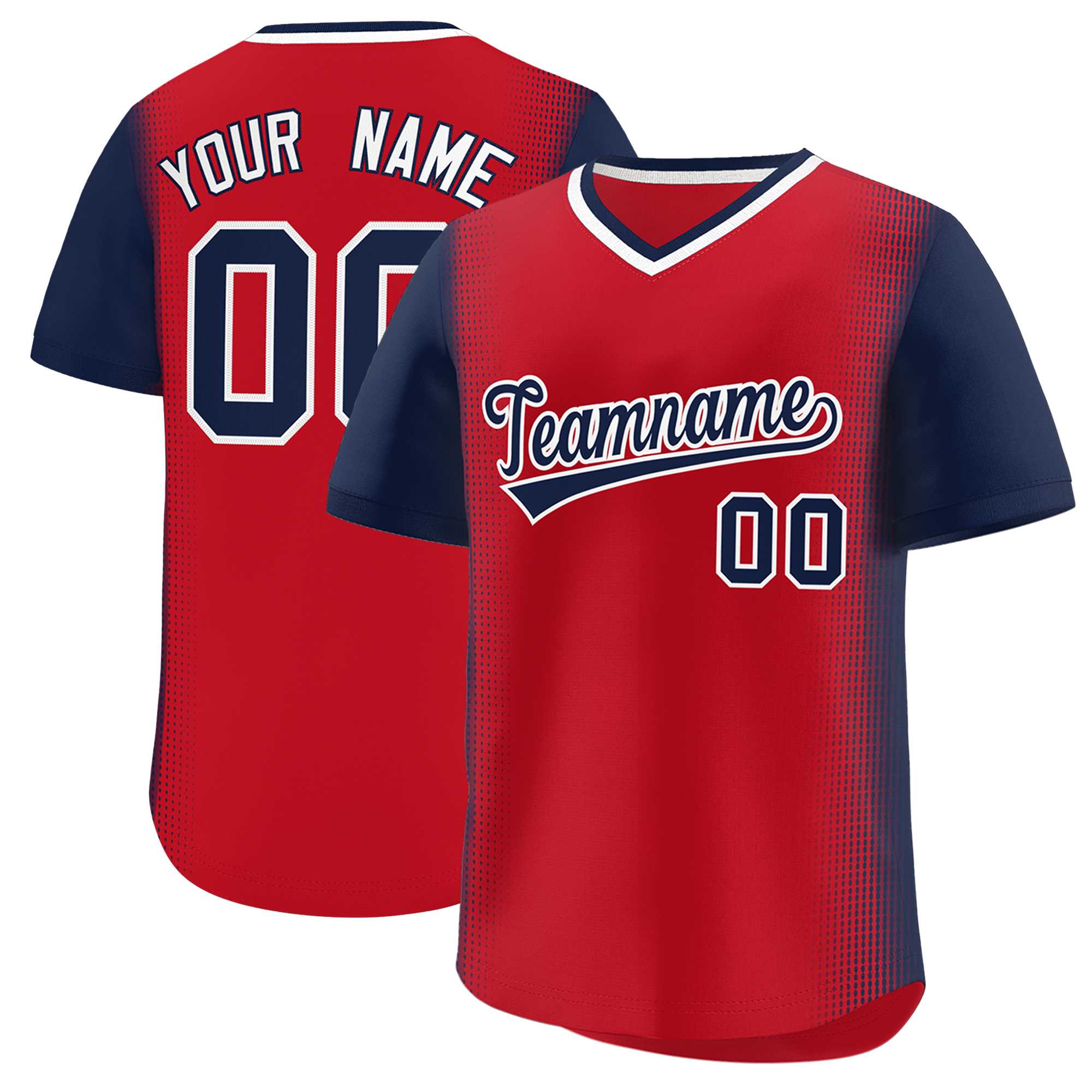 Custom Red Navy Personalized Raglan Sleeves Authentic Baseball Jersey | KXKSHOP