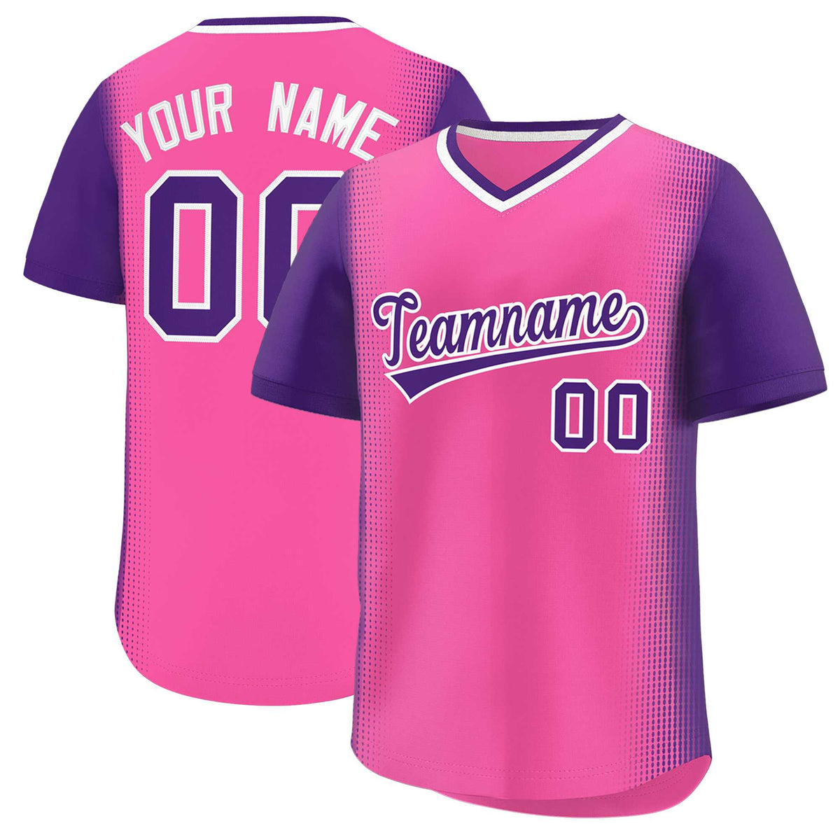 Custom Pink Purple Personalized Raglan Sleeves Authentic Baseball Jersey | KXKSHOP