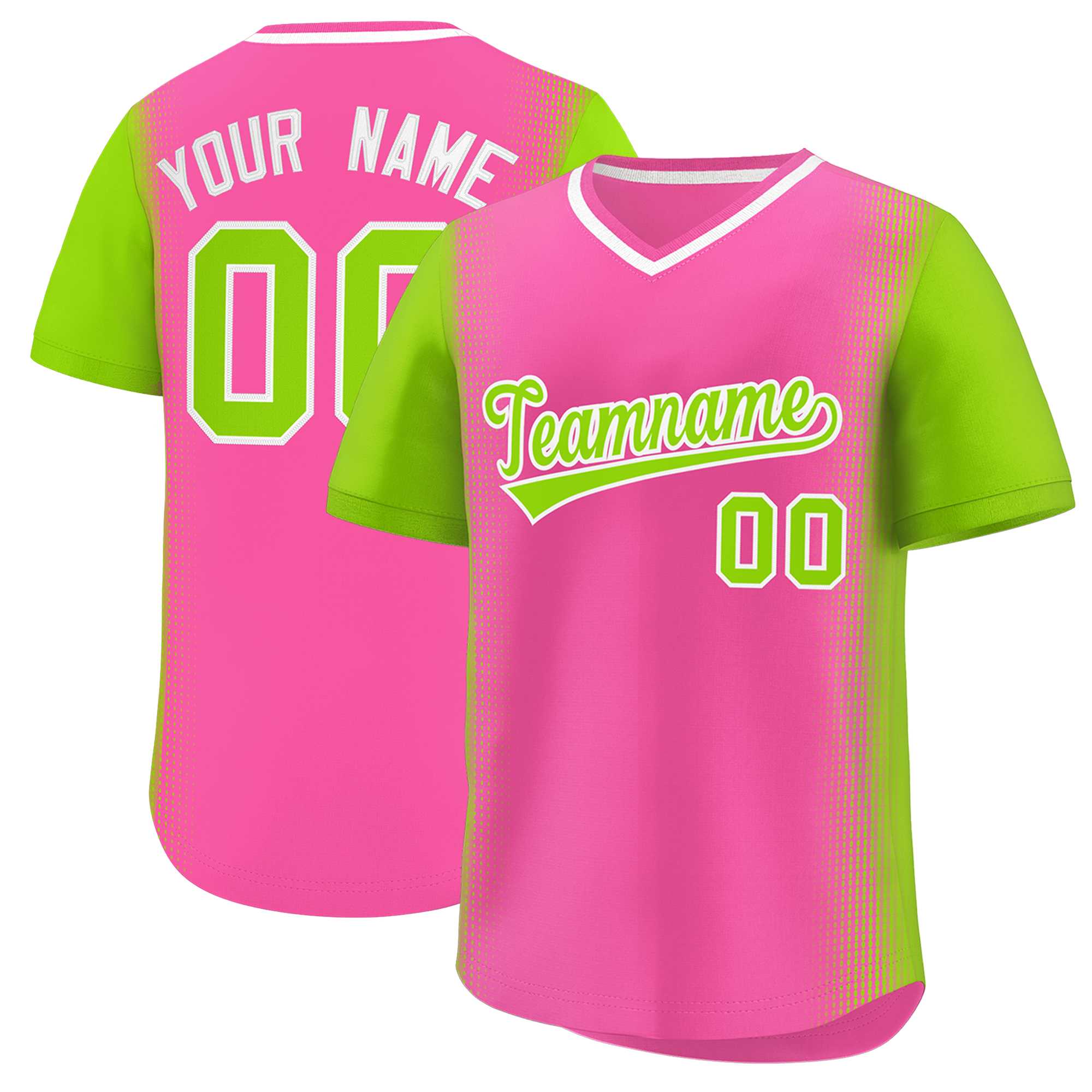 Custom Pink Neon Green Personalized Raglan Sleeves Authentic Baseball Jersey | KXKSHOP