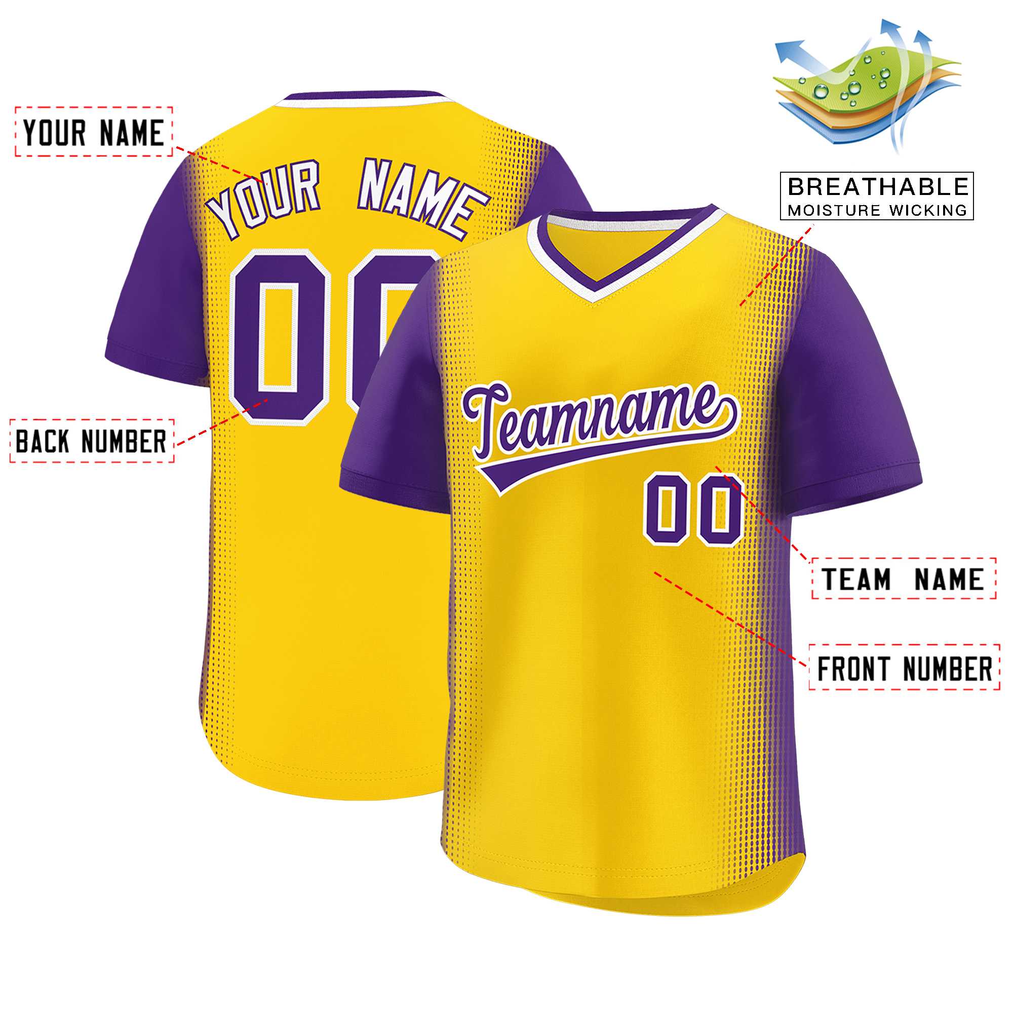Custom Gold Purple Personalized Raglan Sleeves Authentic Baseball Jersey | KXKSHOP