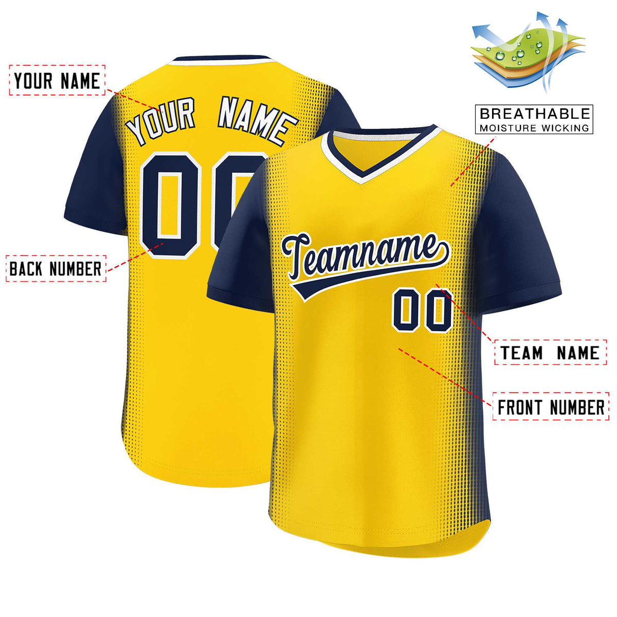 Custom Gold Navy Personalized Raglan Sleeves Authentic Baseball Jersey | KXKSHOP