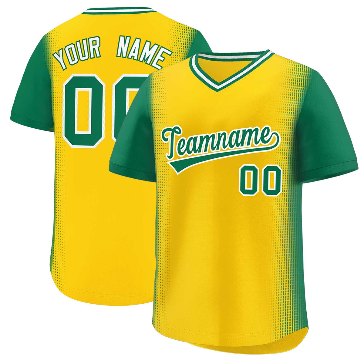 Custom Gold Kelly Green Personalized Raglan Sleeves Authentic Baseball Jersey | KXKSHOP