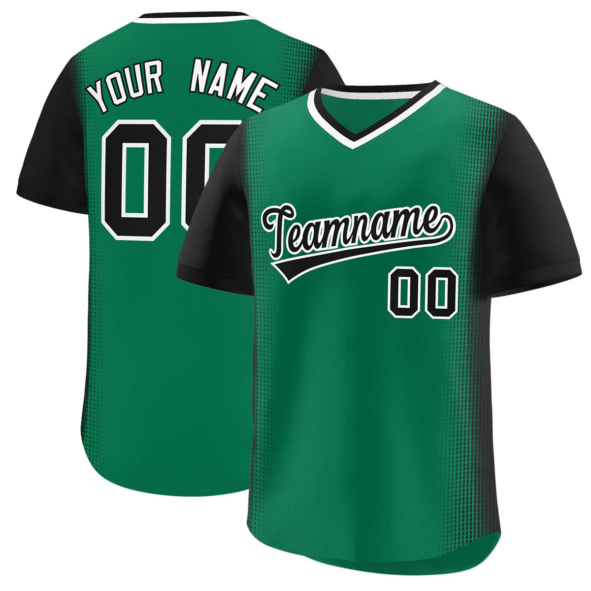 Custom Kelly Green Black Personalized Raglan Sleeves Authentic Baseball Jersey | KXKSHOP