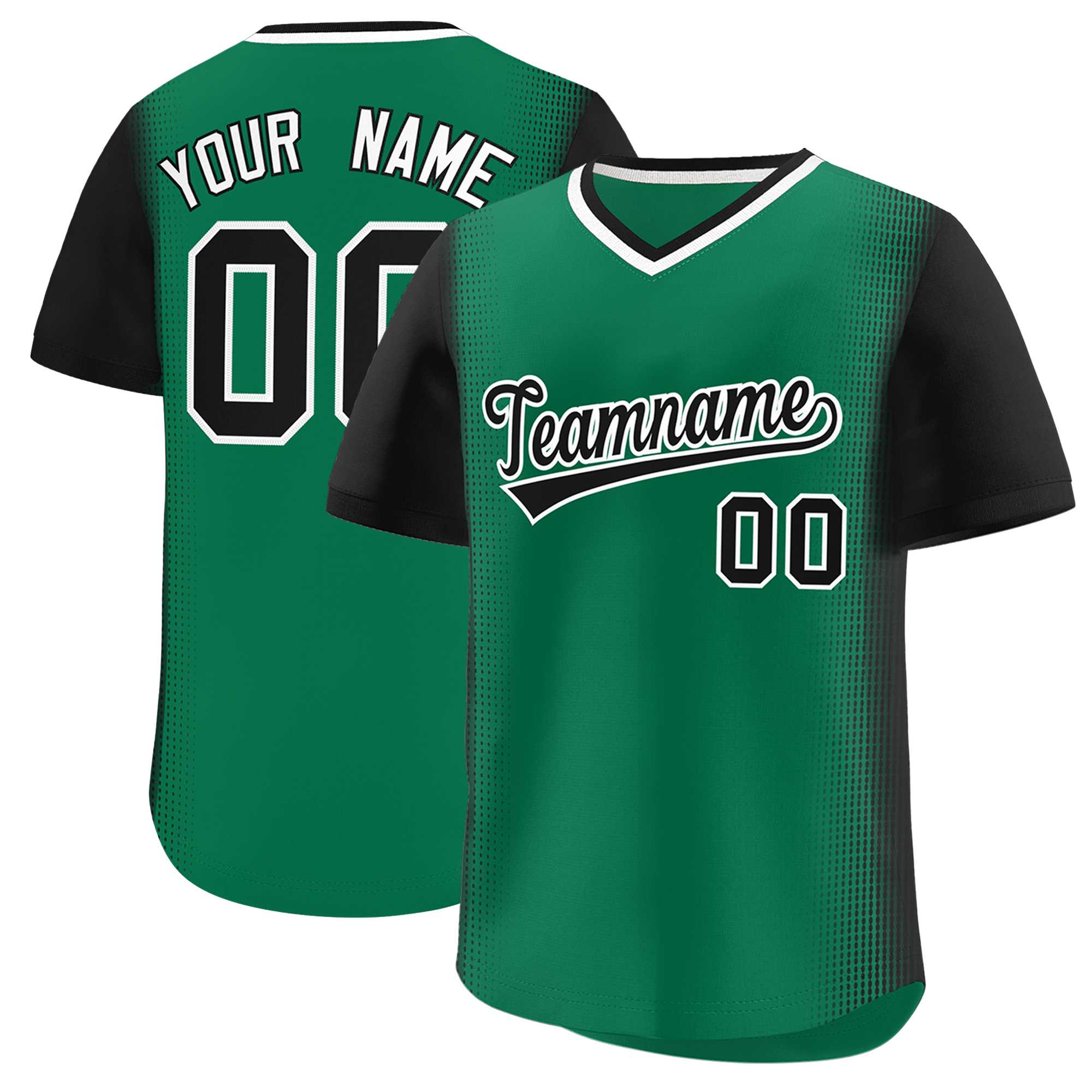 Custom Kelly Green Black Personalized Raglan Sleeves Authentic Baseball Jersey | KXKSHOP