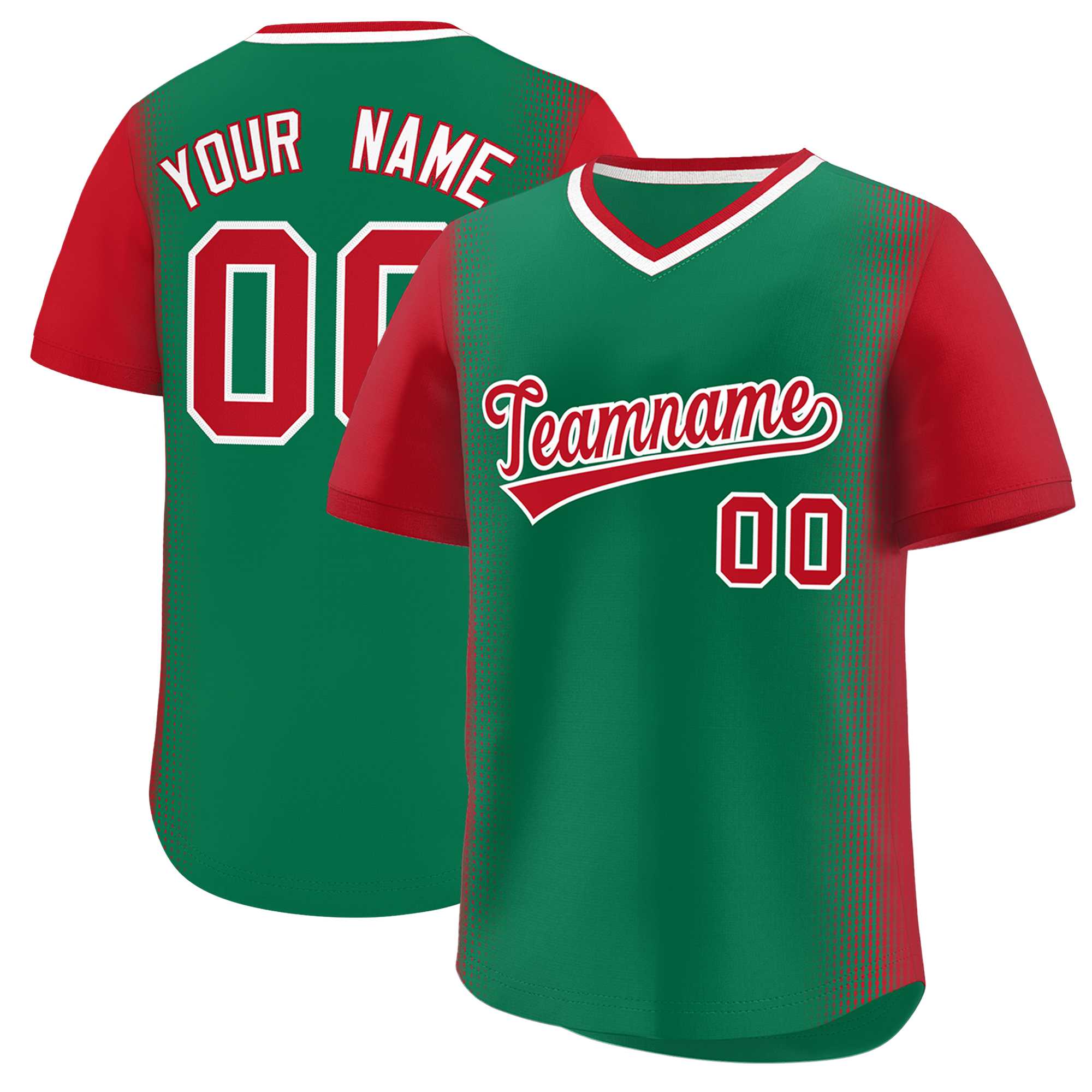 Custom Kelly Green Red Personalized Raglan Sleeves Authentic Baseball Jersey | KXKSHOP