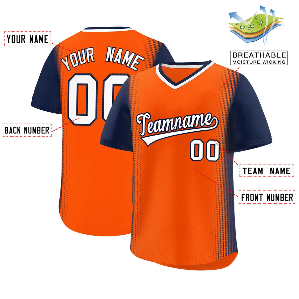 Custom Orange Navy Personalized Raglan Sleeves Authentic Baseball Jersey | KXKSHOP