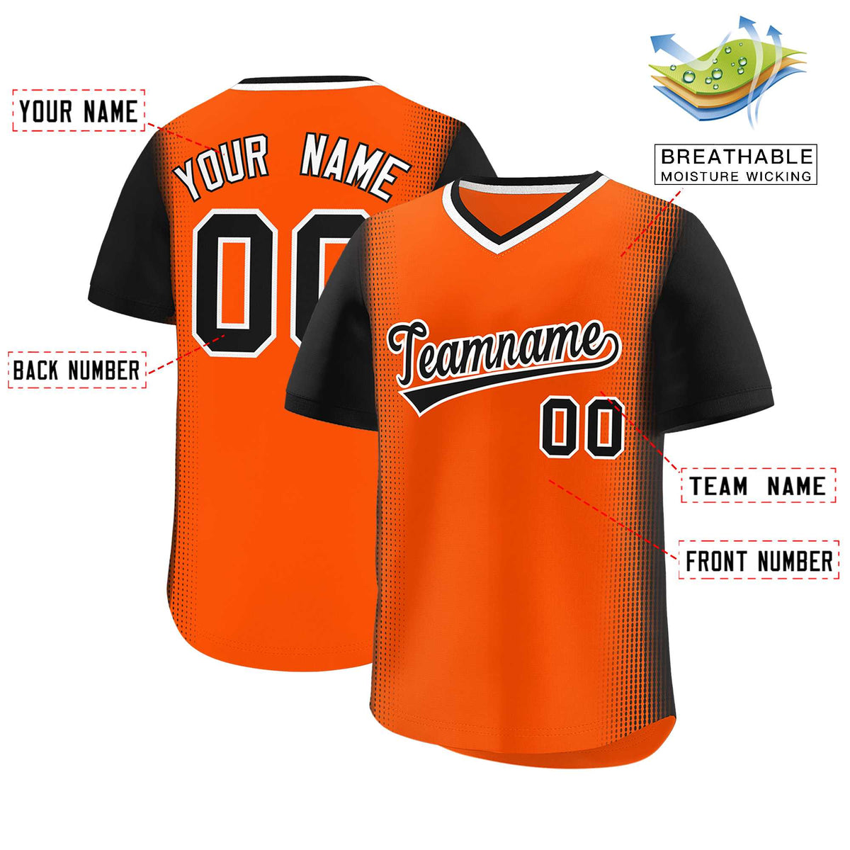 Custom Orange Black Personalized Raglan Sleeves Authentic Baseball Jersey | KXKSHOP