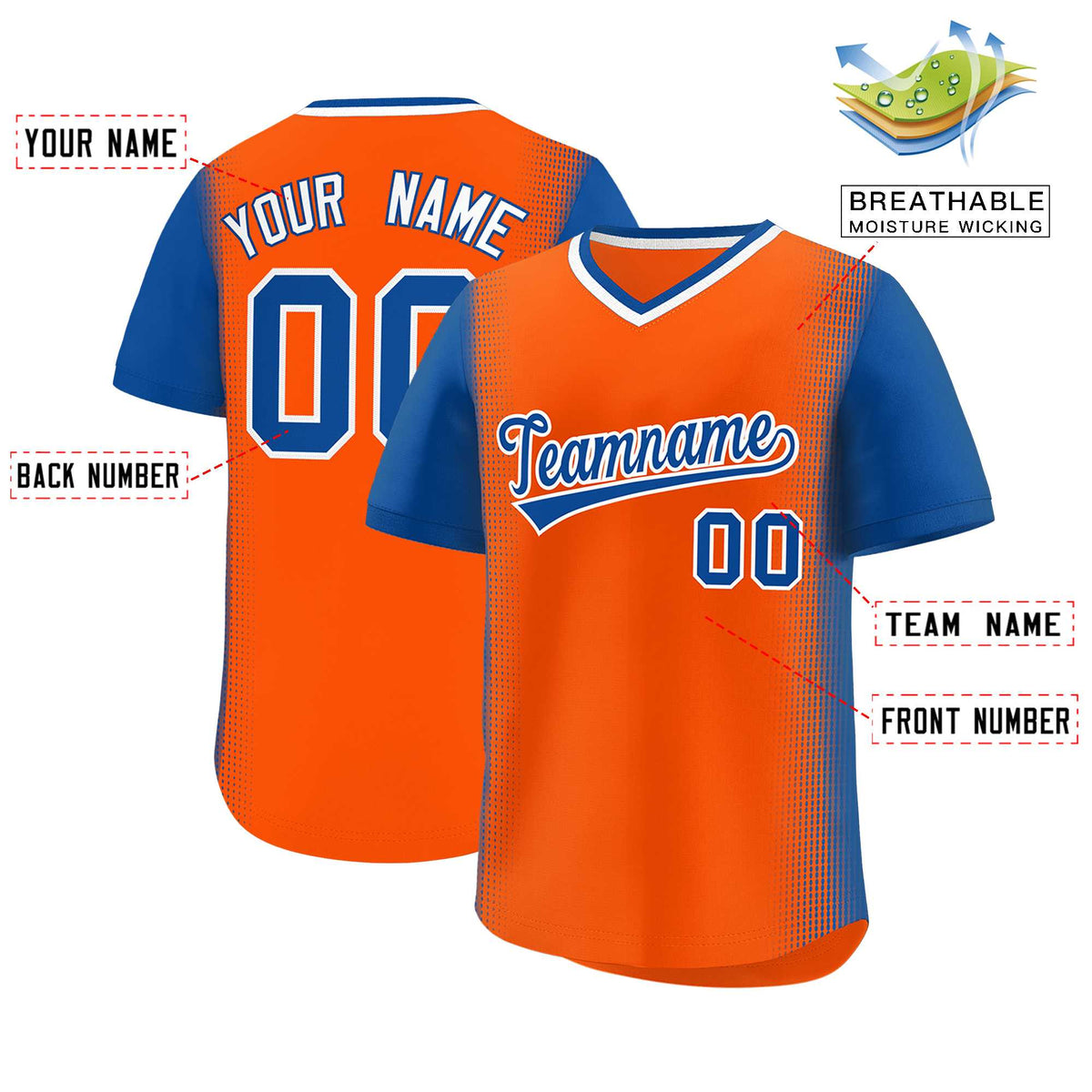 Custom Orange Royal Personalized Raglan Sleeves Authentic Baseball Jersey | KXKSHOP