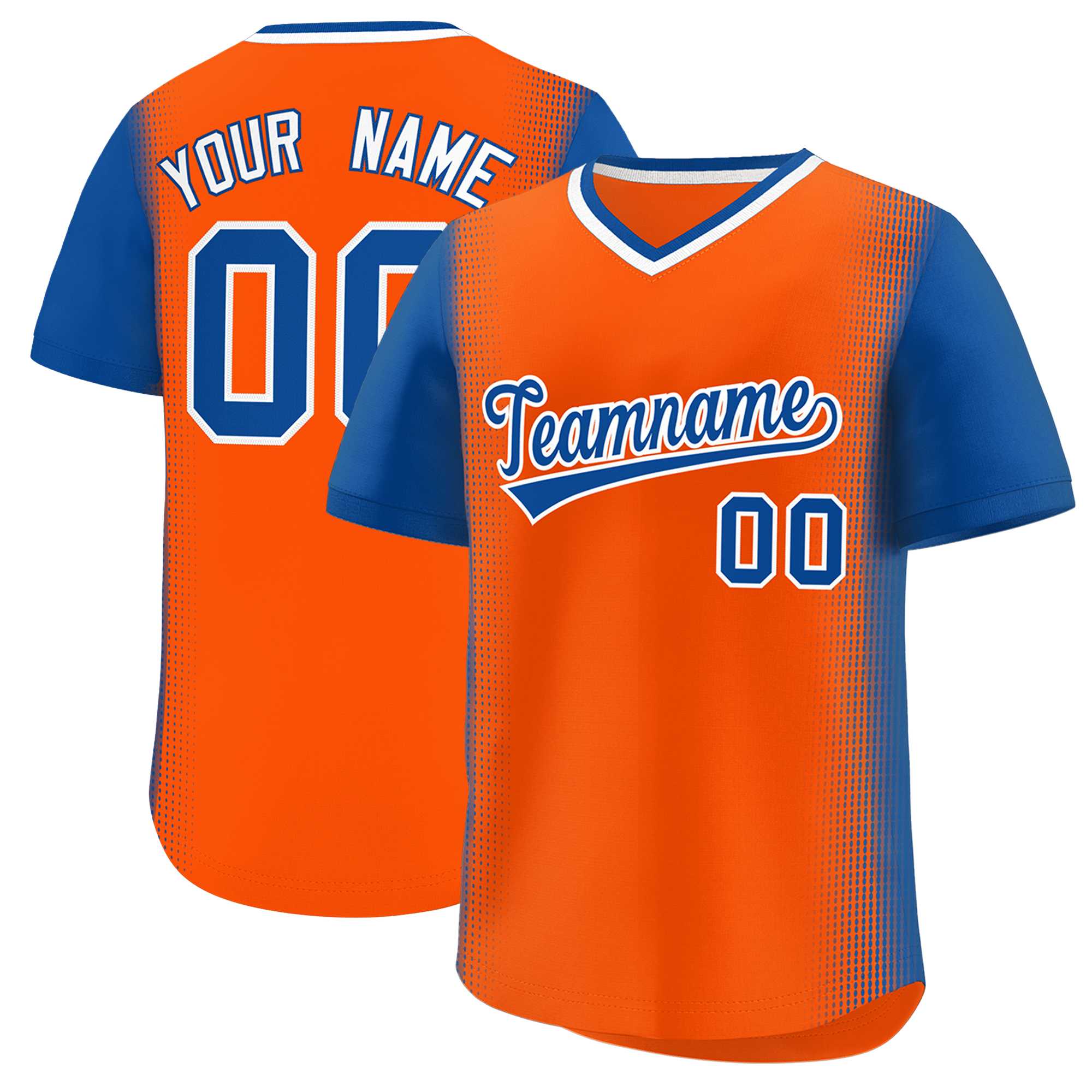 Custom Orange Royal Personalized Raglan Sleeves Authentic Baseball Jersey | KXKSHOP