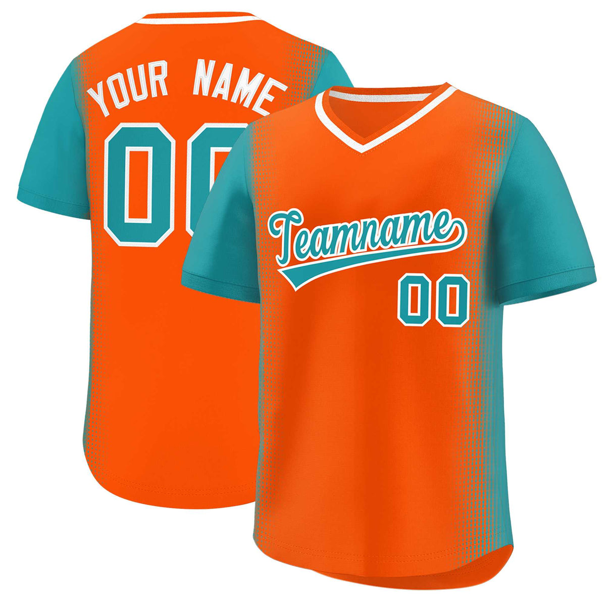 Custom Orange Aqua Personalized Raglan Sleeves Authentic Baseball Jersey | KXKSHOP