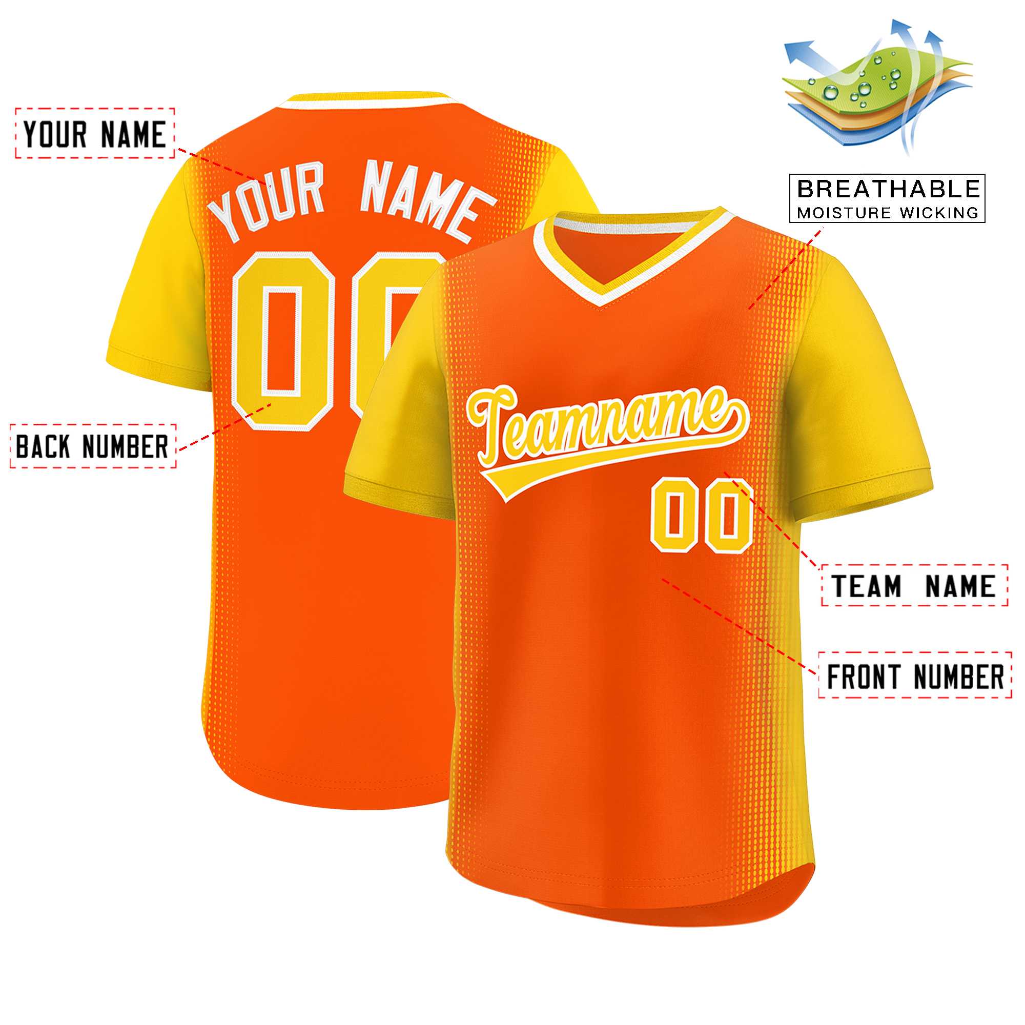 Custom Orange Gold Personalized Raglan Sleeves Authentic Baseball Jersey | KXKSHOP
