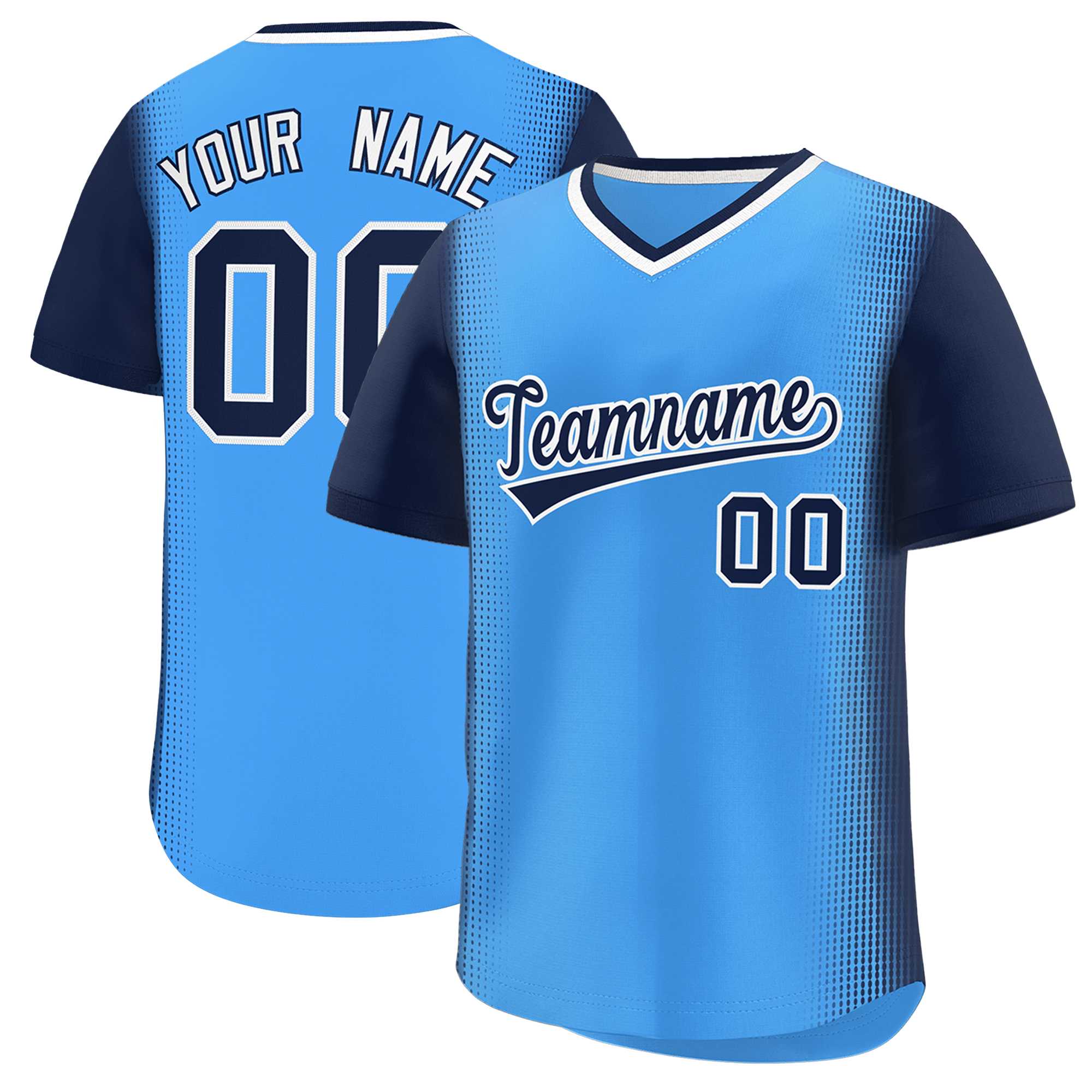 Custom Powder Blue Navy Personalized Raglan Sleeves Authentic Baseball Jersey | KXKSHOP