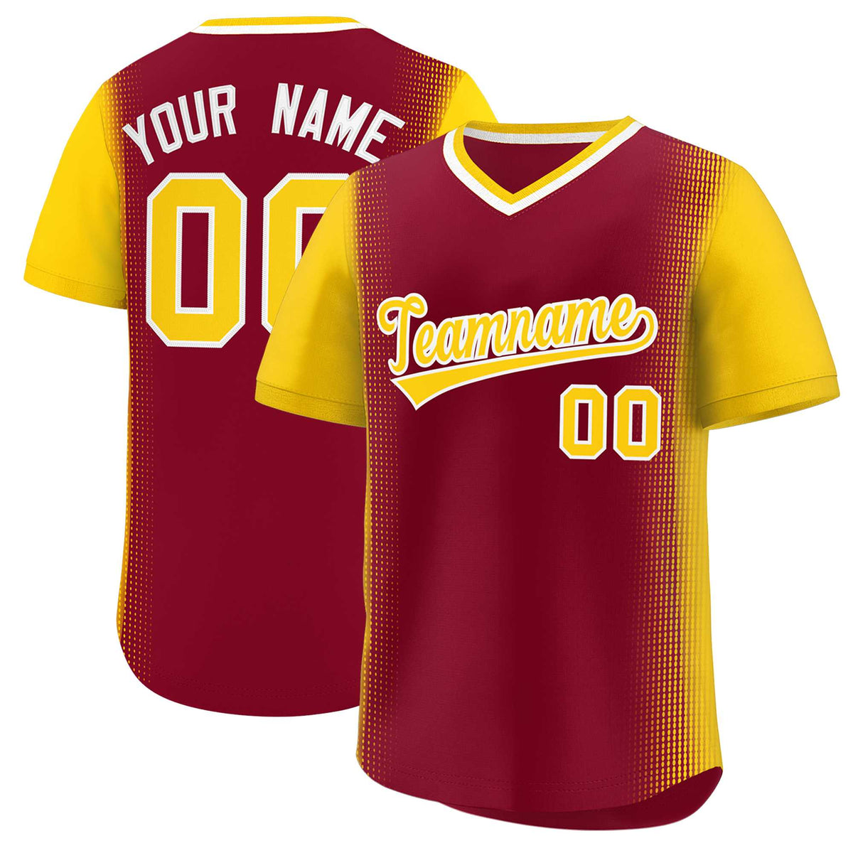 Custom Crimson Gold Personalized Raglan Sleeves Authentic Baseball Jersey | KXKSHOP