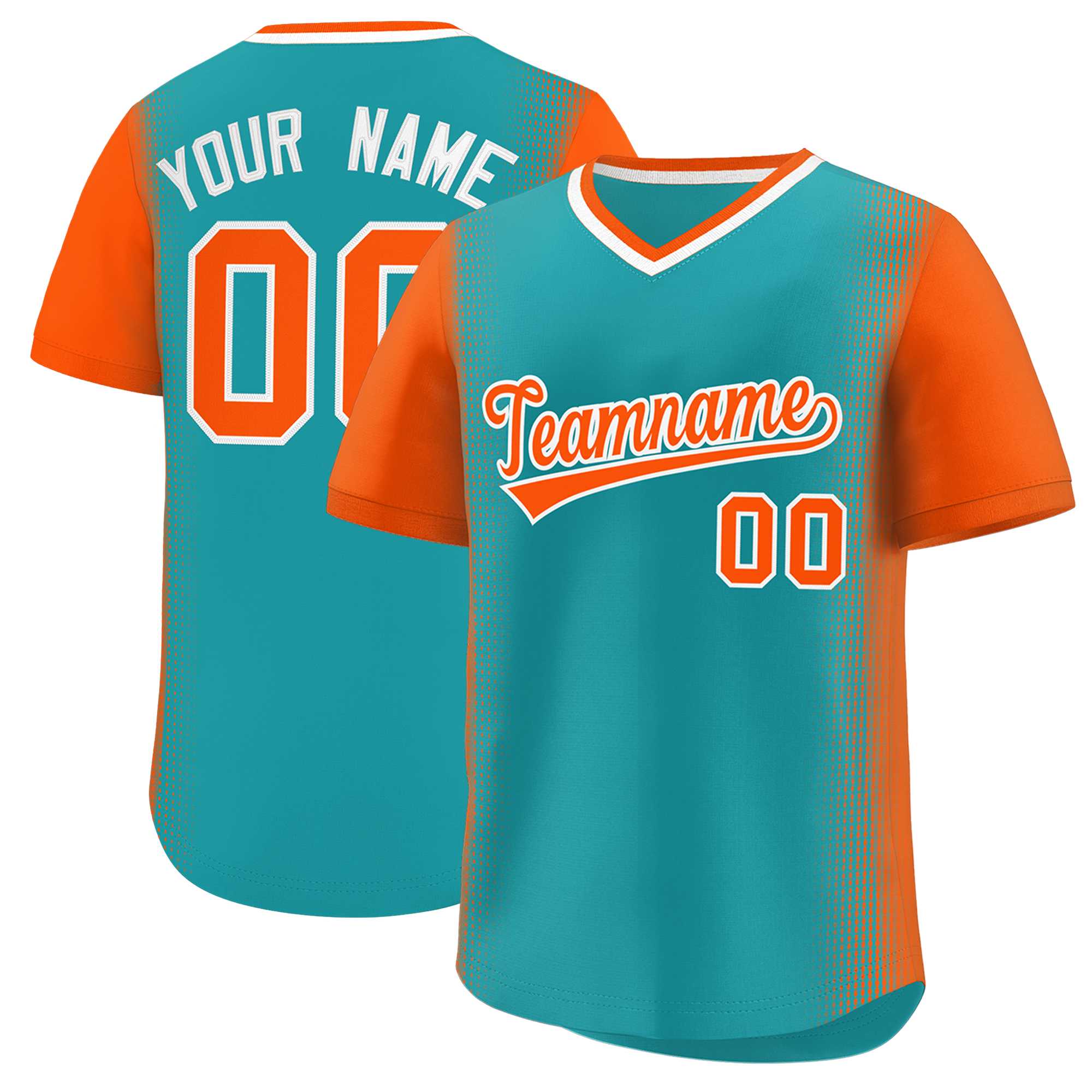 Custom Aqua Orange Personalized Raglan Sleeves Authentic Baseball Jersey | KXKSHOP