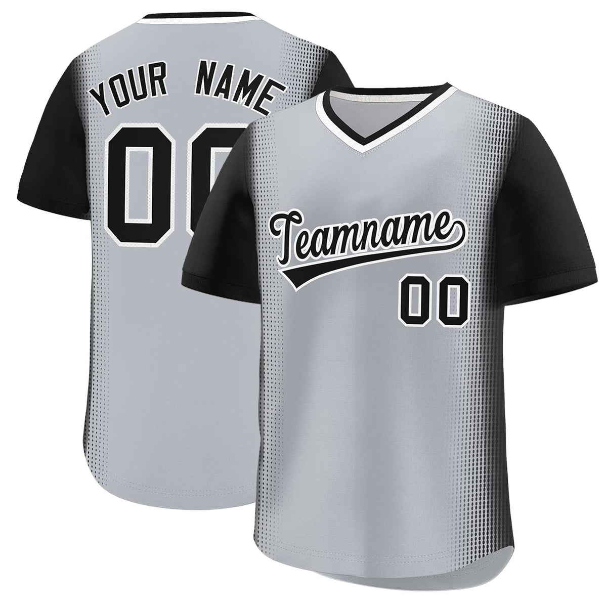 Custom Gray Black Personalized Raglan Sleeves Authentic Baseball Jersey | KXKSHOP