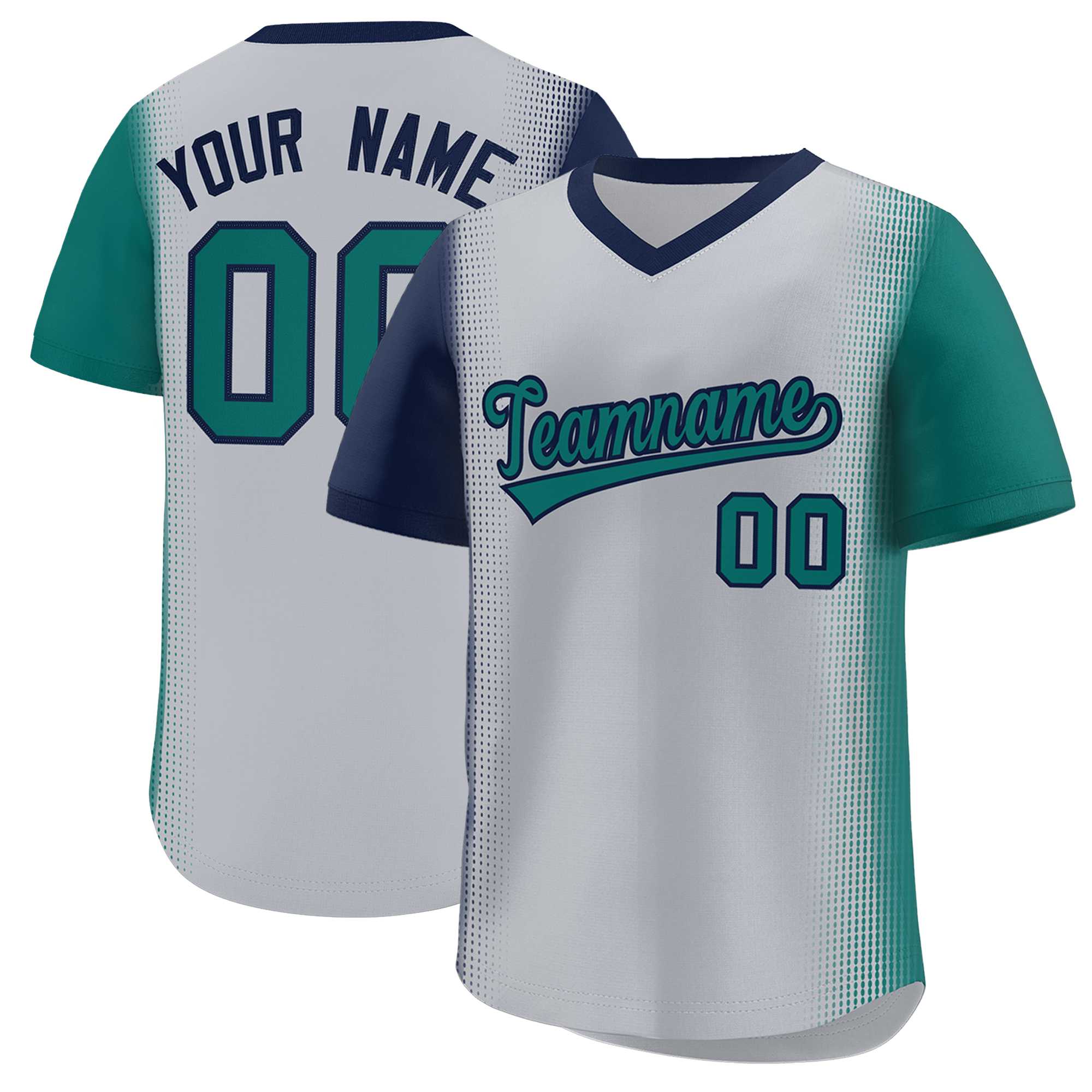 Custom Gray Navy-Aqua Personalized Raglan Sleeves Authentic Baseball Jersey | KXKSHOP