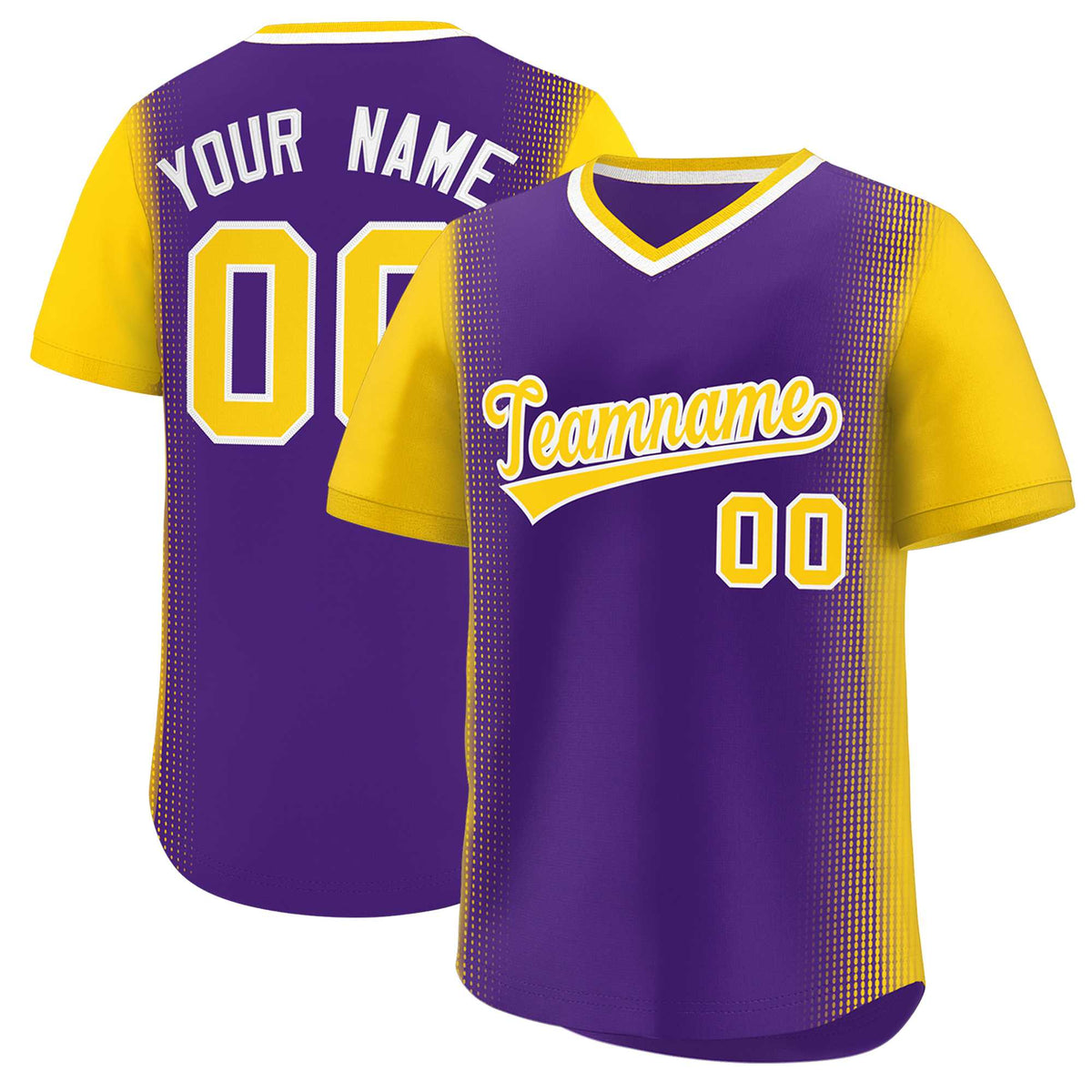 Custom Purple Gold Personalized Raglan Sleeves Authentic Baseball Jersey | KXKSHOP