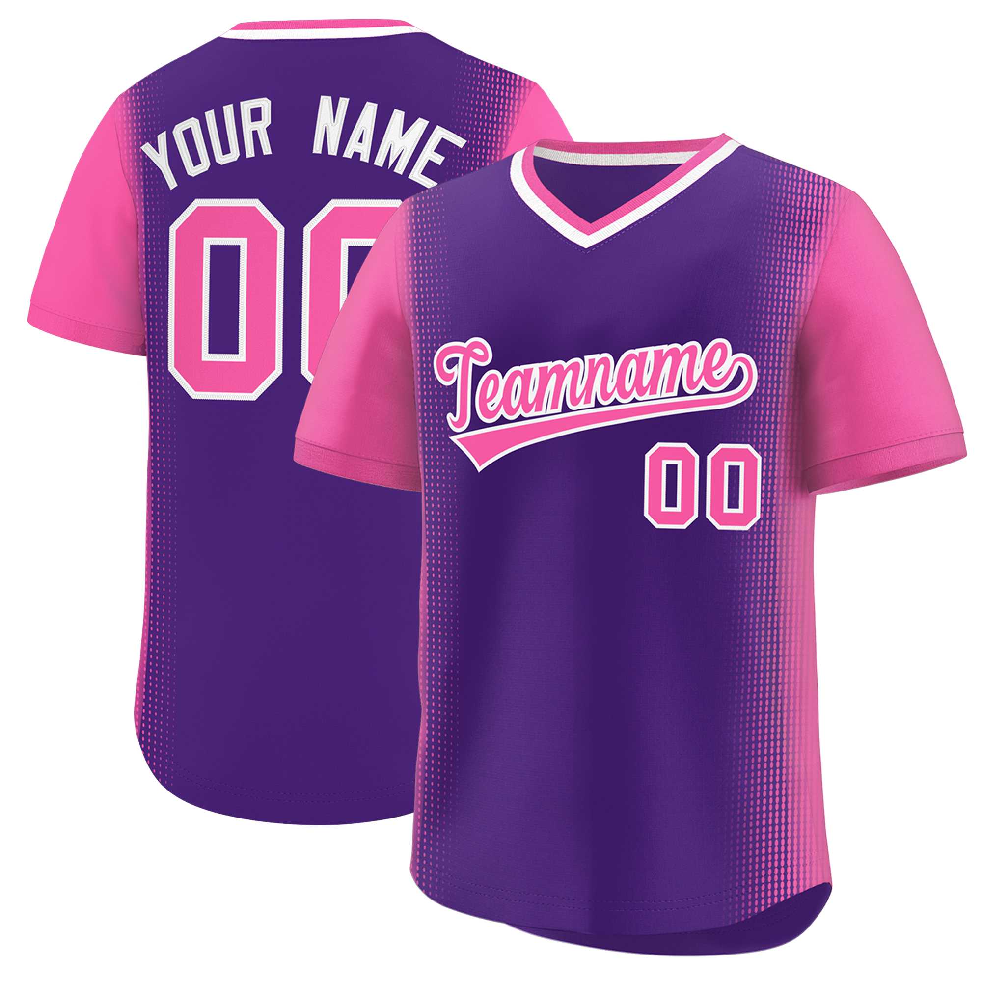Custom Purple Pink Personalized Raglan Sleeves Authentic Baseball Jersey | KXKSHOP