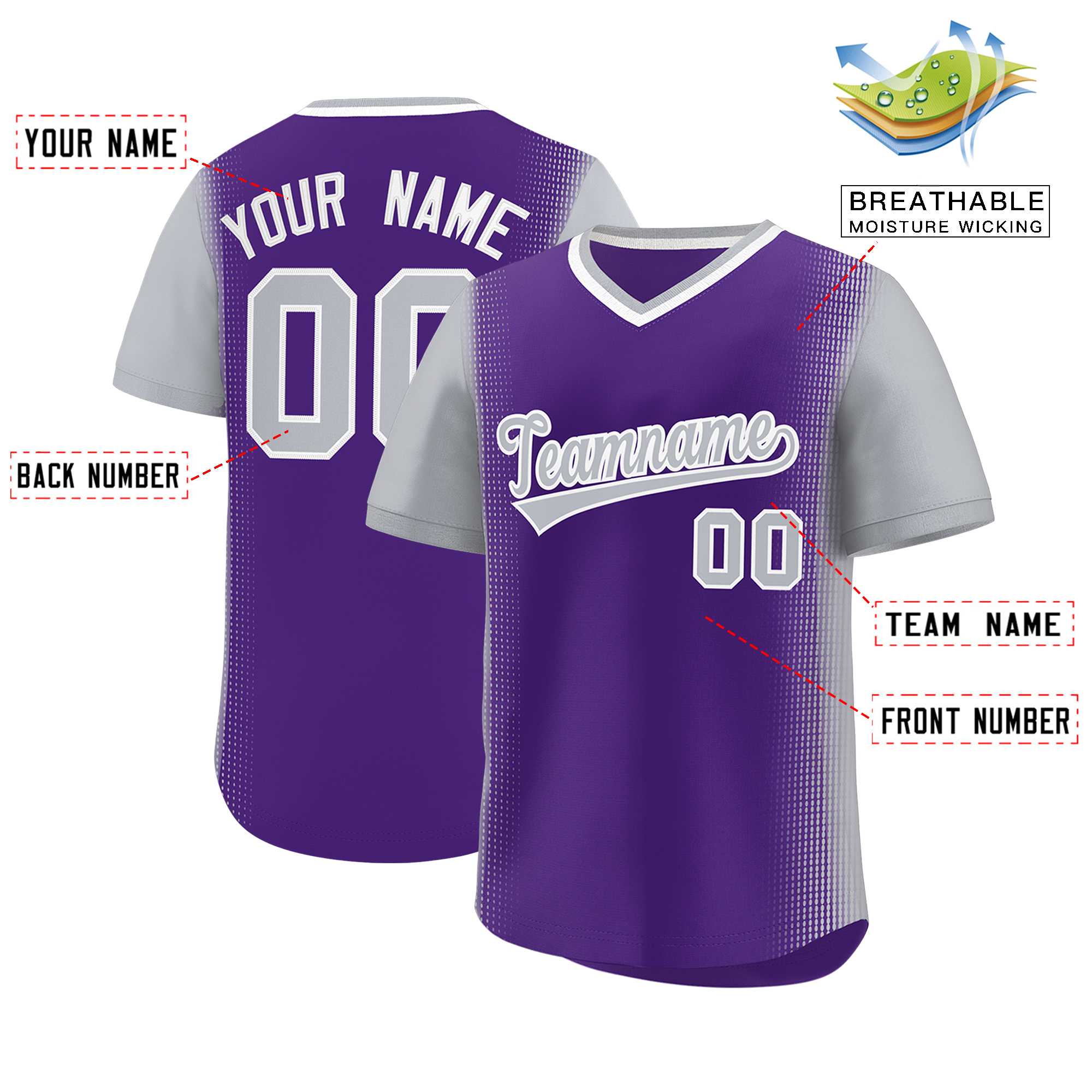 Custom Purple Gray Personalized Raglan Sleeves Authentic Baseball Jersey | KXKSHOP