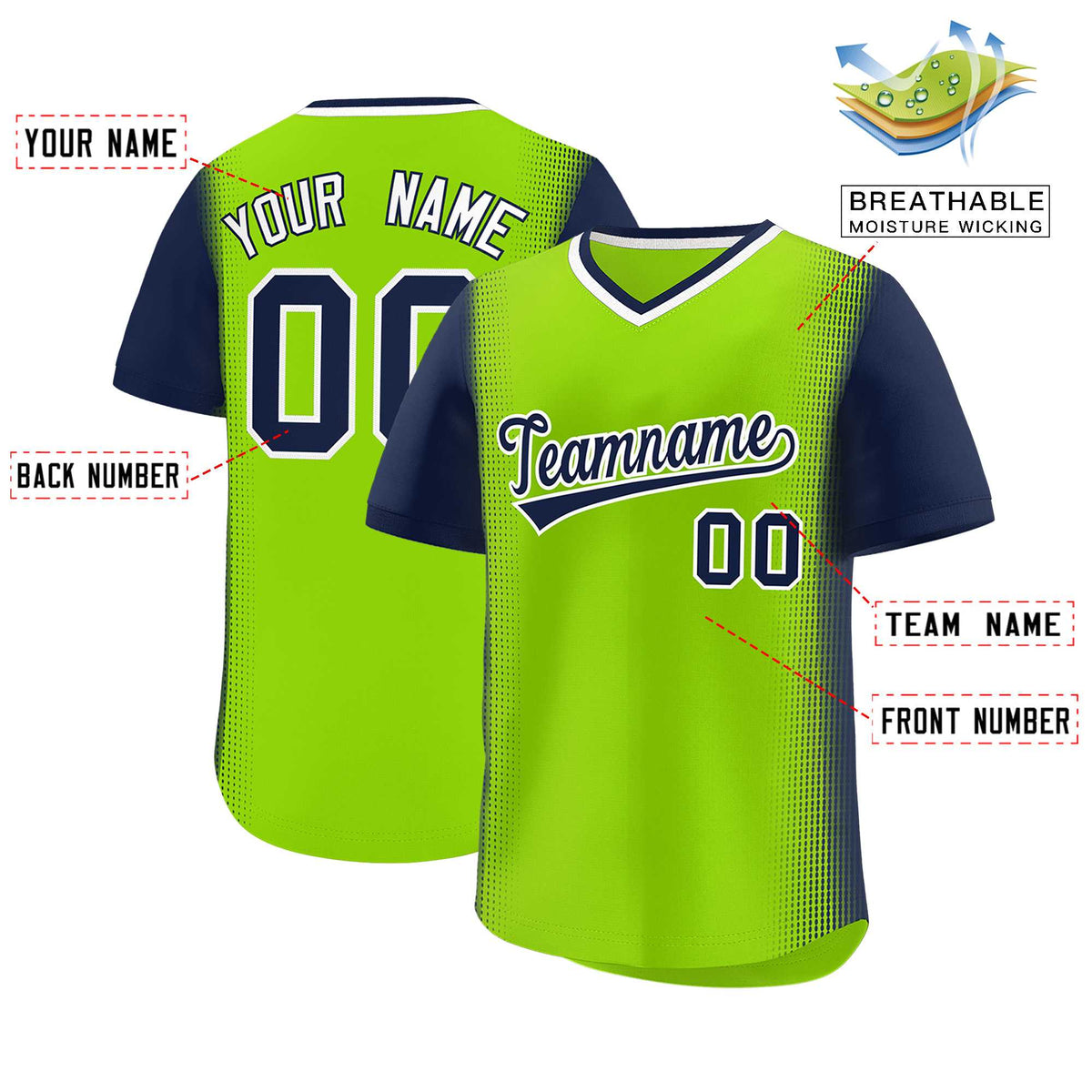 Custom Neon Green Navy Personalized Raglan Sleeves Authentic Baseball Jersey | KXKSHOP