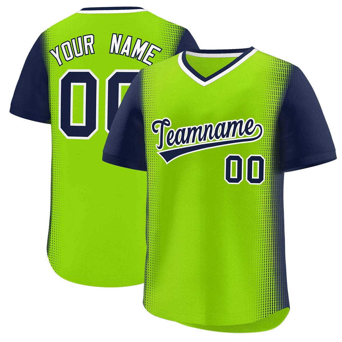 Custom Neon Green Navy Personalized Raglan Sleeves Authentic Baseball Jersey | KXKSHOP