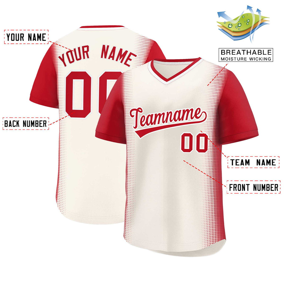 Custom Cream Red Personalized Raglan Sleeves Authentic Baseball Jersey | KXKSHOP