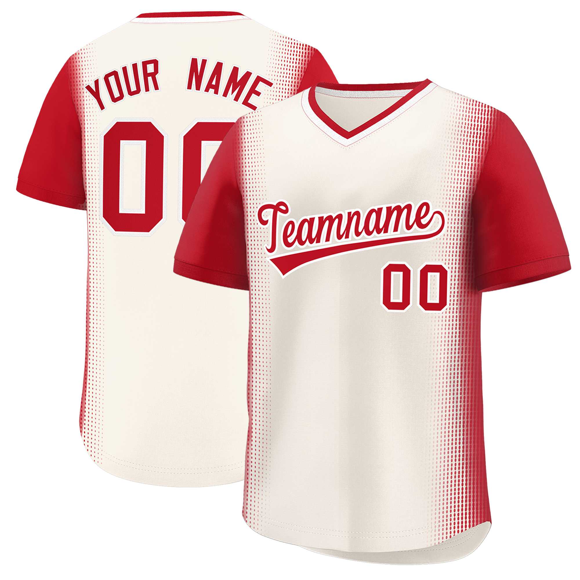 Custom Cream Red Personalized Raglan Sleeves Authentic Baseball Jersey | KXKSHOP