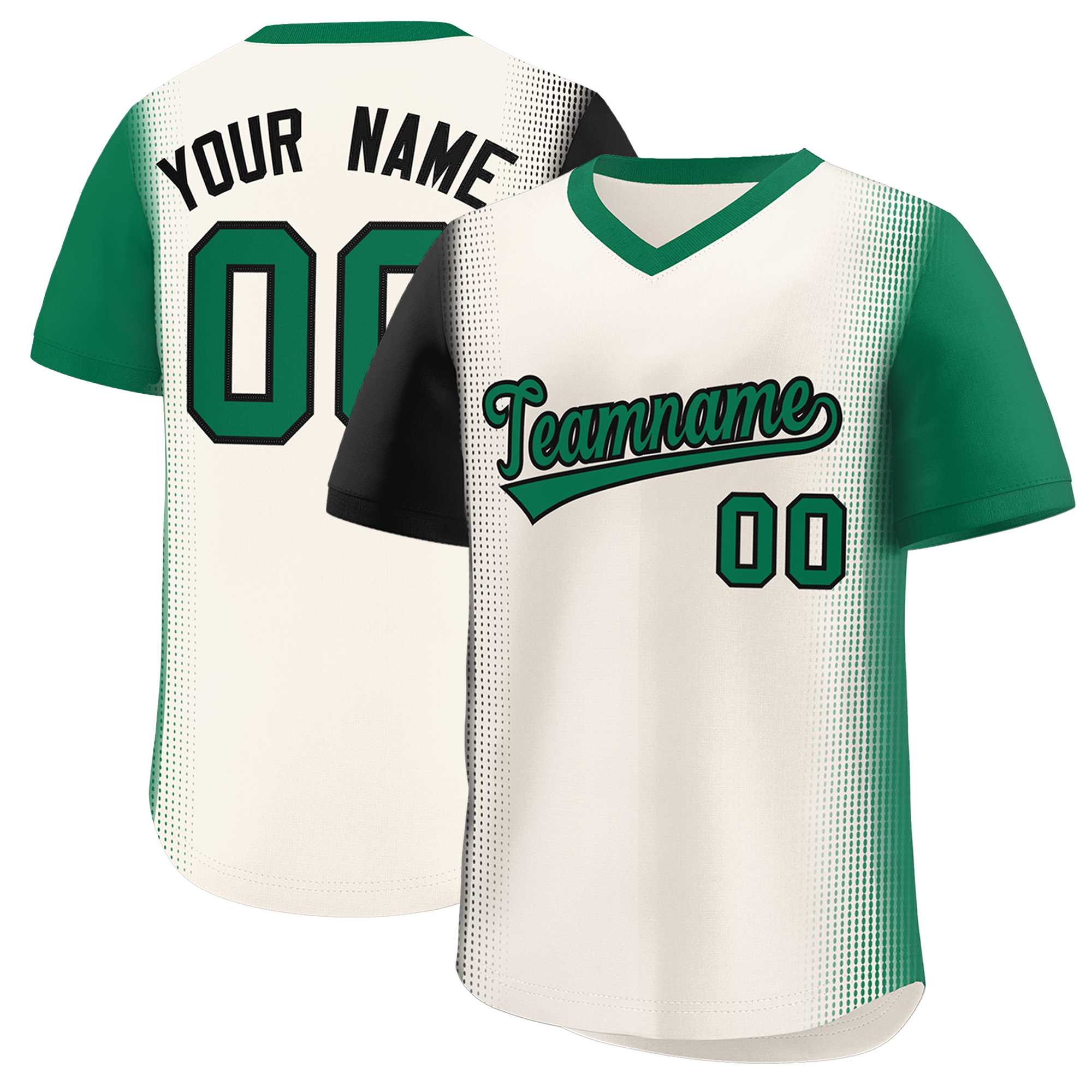 Custom Cream Black-Kelly Green Personalized Raglan Sleeves Authentic Baseball Jersey | KXKSHOP