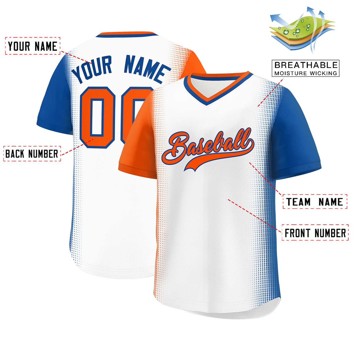 Custom White Orange-Royal Personalized Raglan Sleeves Authentic Baseball Jersey | KXKSHOP