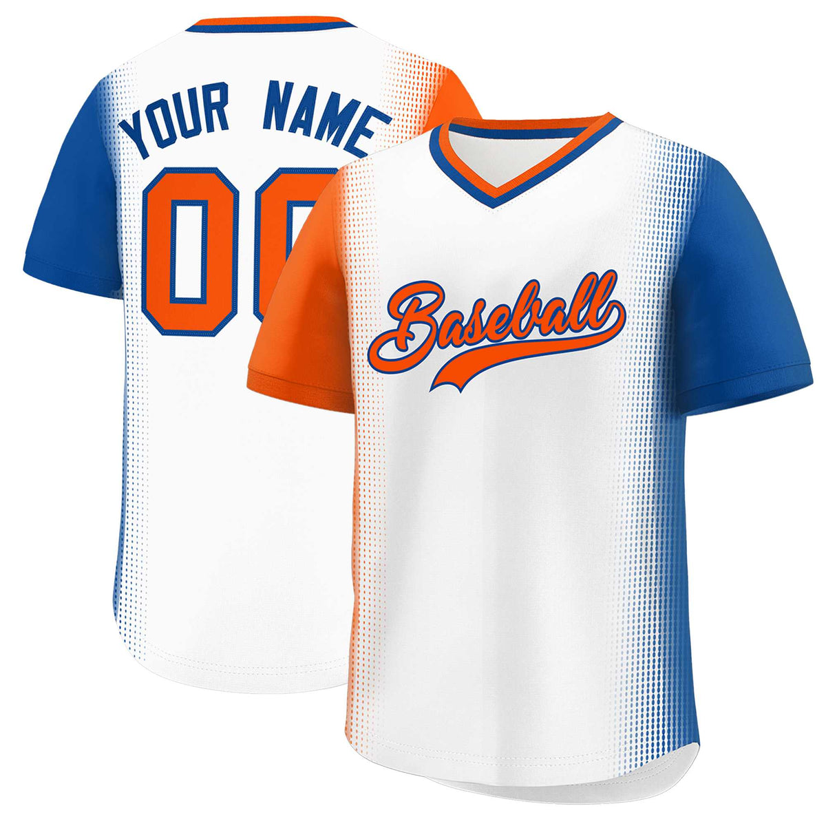 Custom White Orange-Royal Personalized Raglan Sleeves Authentic Baseball Jersey | KXKSHOP