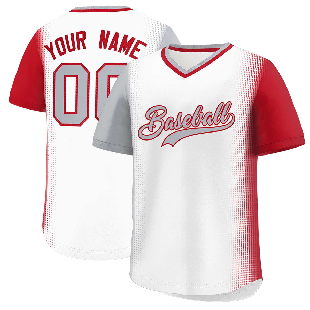Custom White Gray-Red Personalized Raglan Sleeves Authentic Baseball Jersey | KXKSHOP