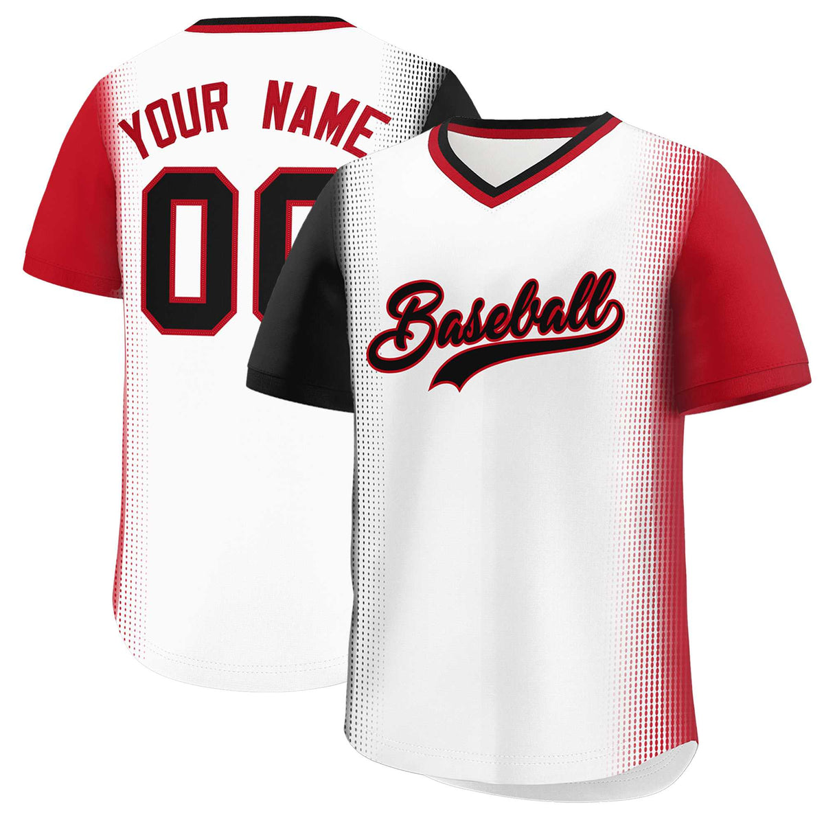 Custom White Black-Red Personalized Raglan Sleeves Authentic Baseball Jersey | KXKSHOP