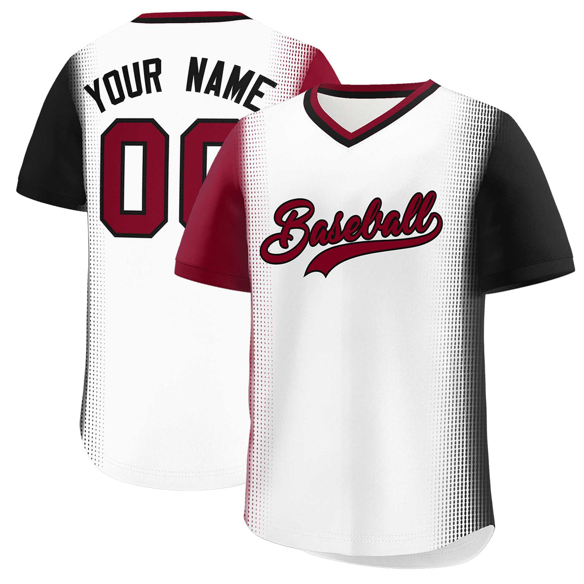 Custom White Crimson-Black Personalized Raglan Sleeves Authentic Baseball Jersey | KXKSHOP