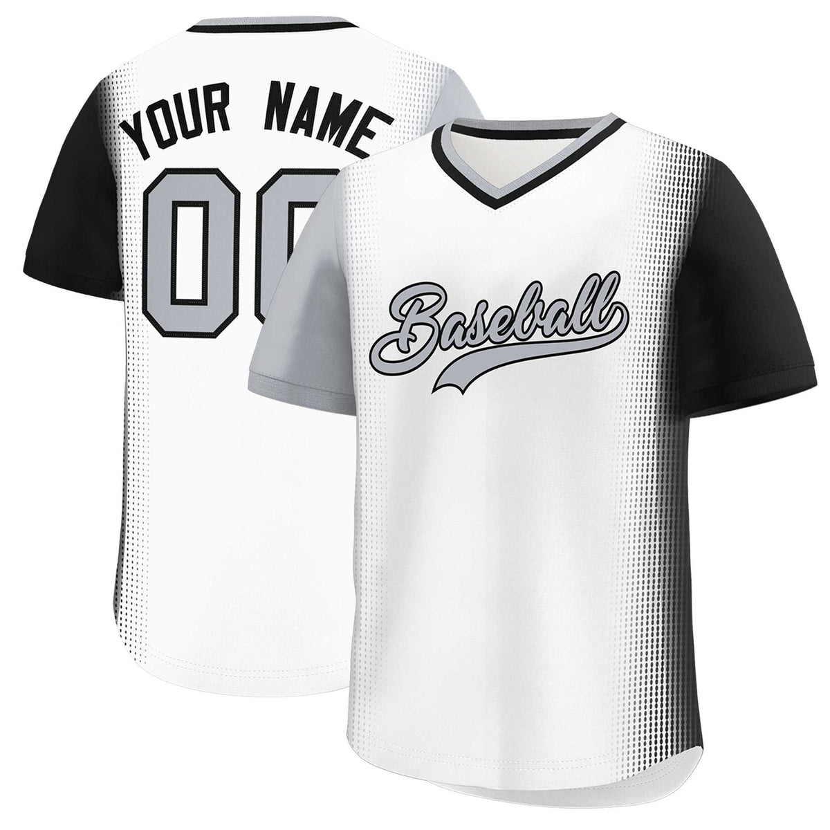 Custom White Gray-Black Personalized Raglan Sleeves Authentic Baseball Jersey | KXKSHOP