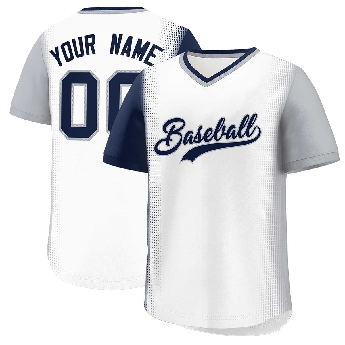Custom White Navy-Gray Personalized Raglan Sleeves Authentic Baseball Jersey | KXKSHOP