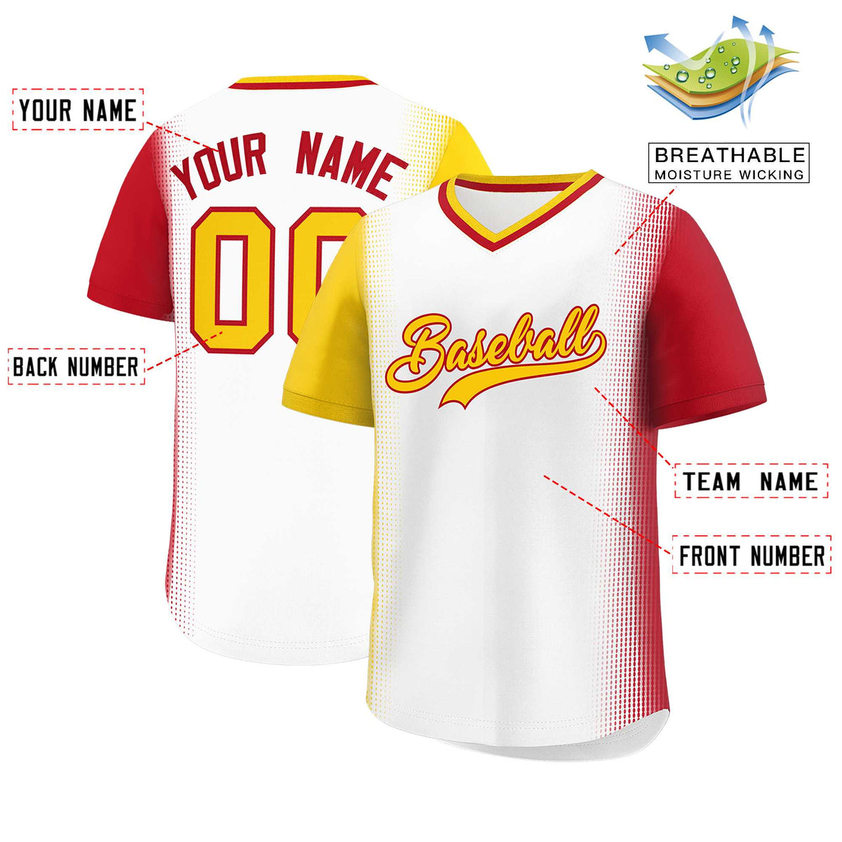 Custom White Gold-Red Personalized Raglan Sleeves Authentic Baseball Jersey | KXKSHOP