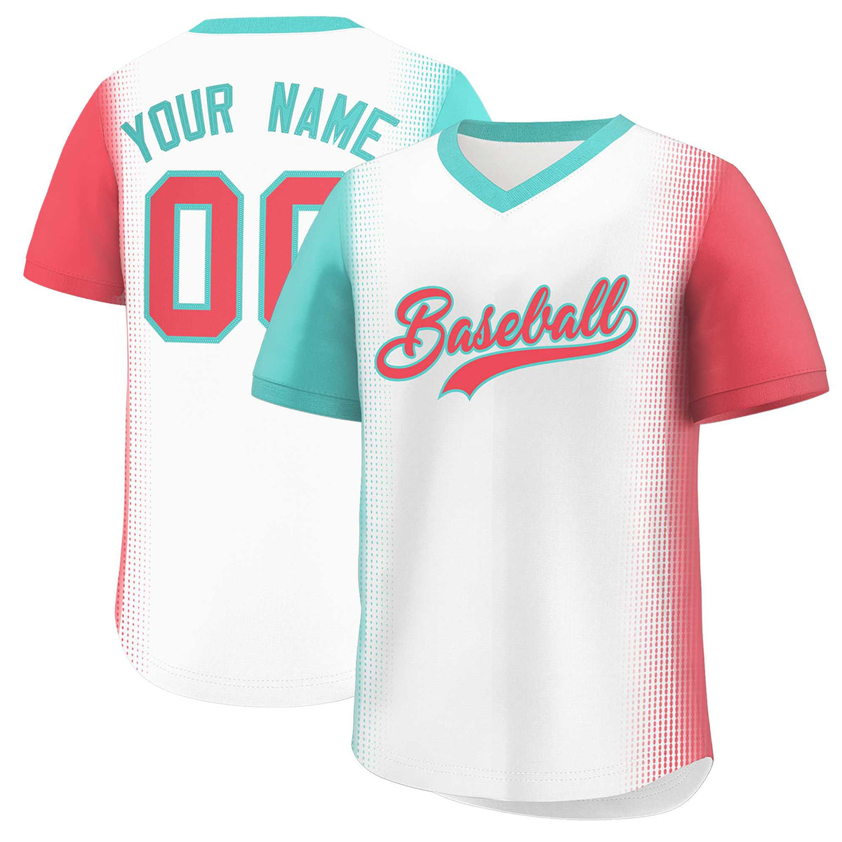 Custom White Bright Green-Light Red Personalized Raglan Sleeves Authentic Baseball Jersey | KXKSHOP