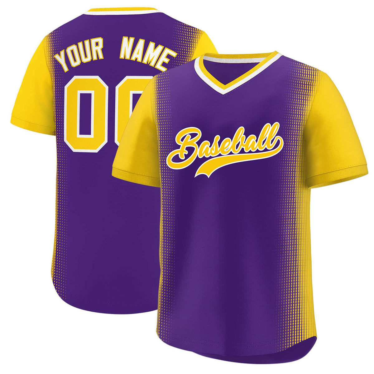 Custom Purple Gold Personalized Raglan Sleeves Authentic Baseball Jersey | KXKSHOP